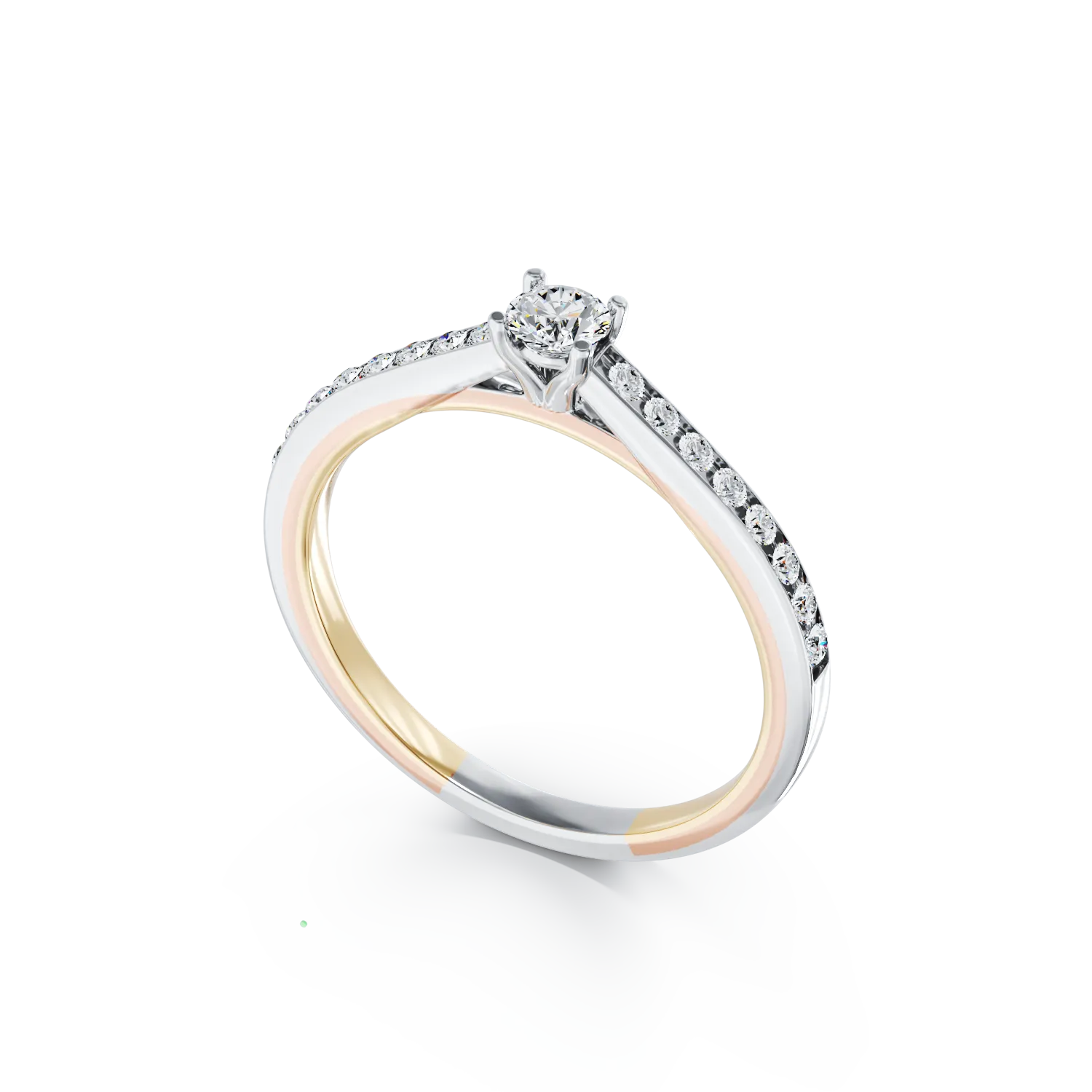 Pierścionek zaręczynowy z 18K białego złota z 0.15ct diamentem i 0.16ct diamentem