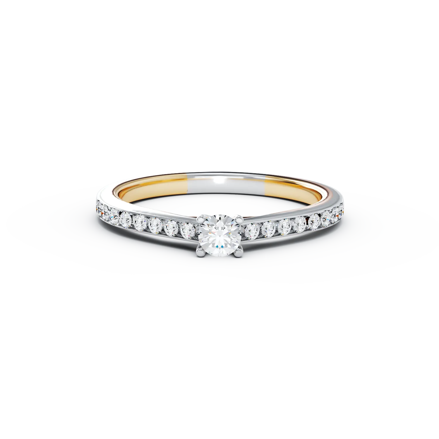 Pierścionek zaręczynowy z 18K białego złota z 0.15ct diamentem i 0.16ct diamentem