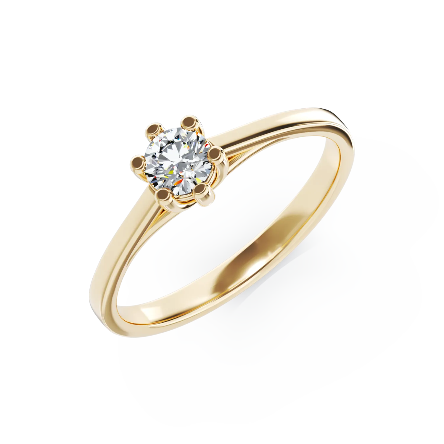 Inel de logodna din aur galben de 18K cu un diamant solitaire de 0.24ct