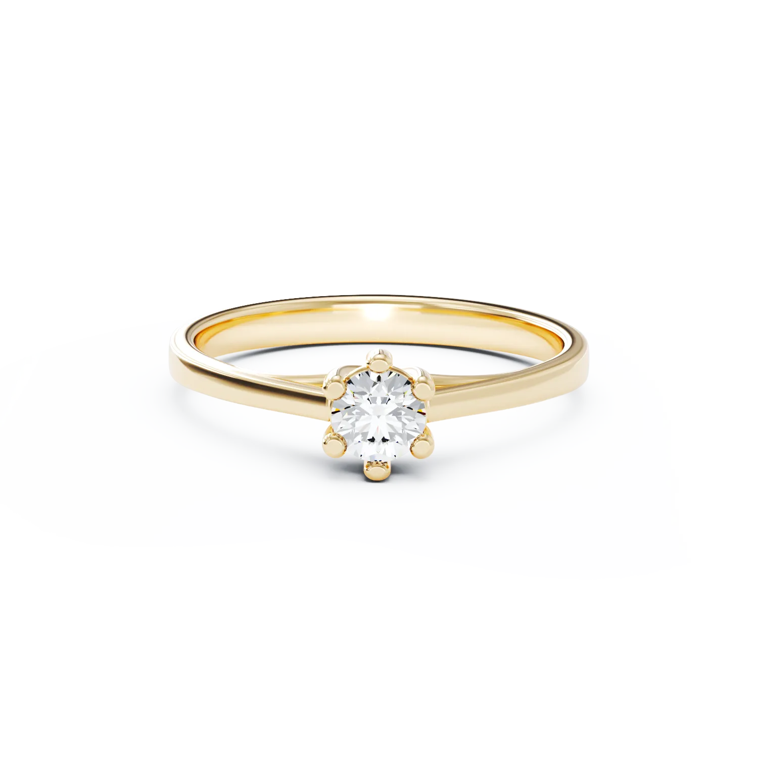 Годежен пръстен от 18K жълто злато с диамант пасианс 0.24ct