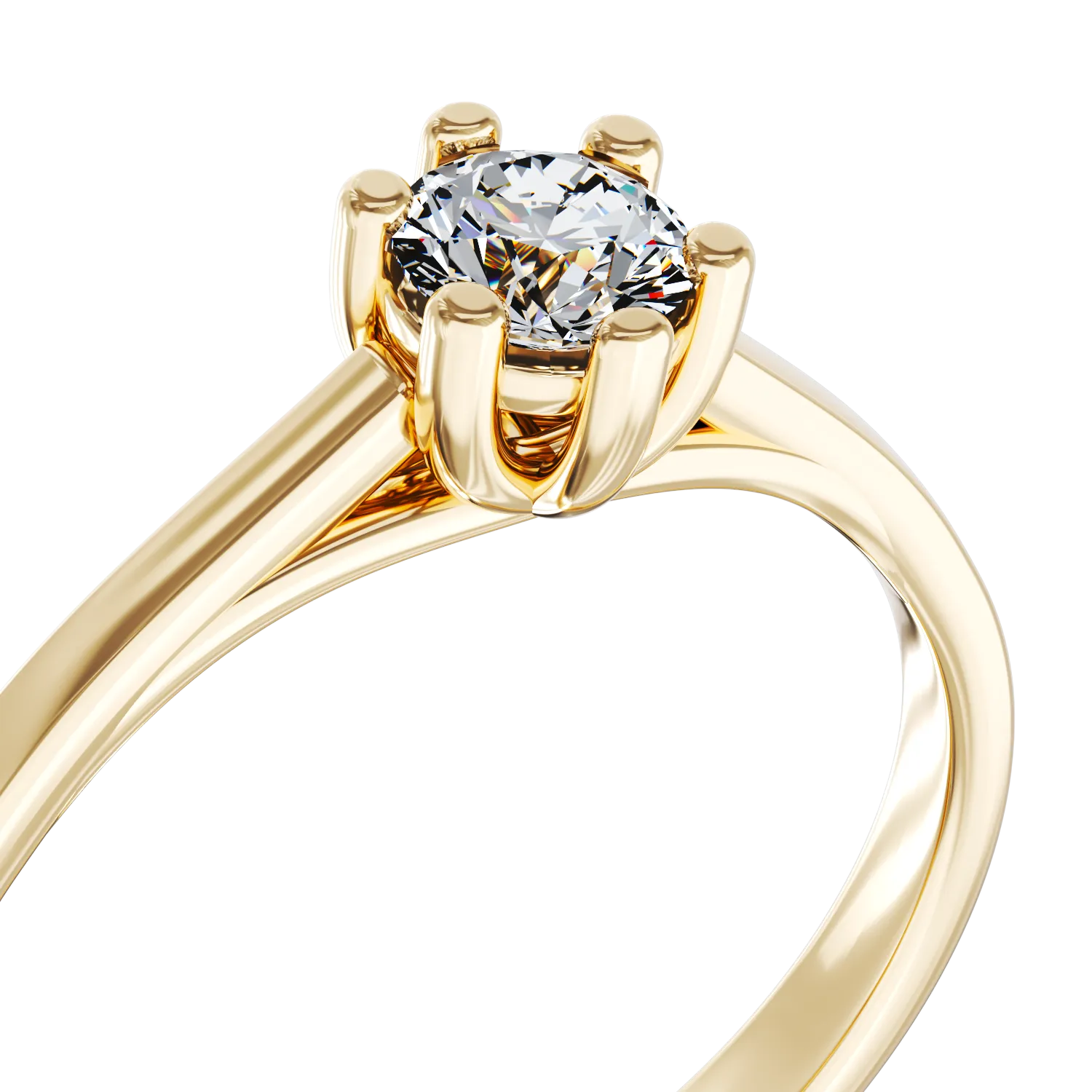Годежен пръстен от 18K жълто злато с диамант пасианс 0.24ct