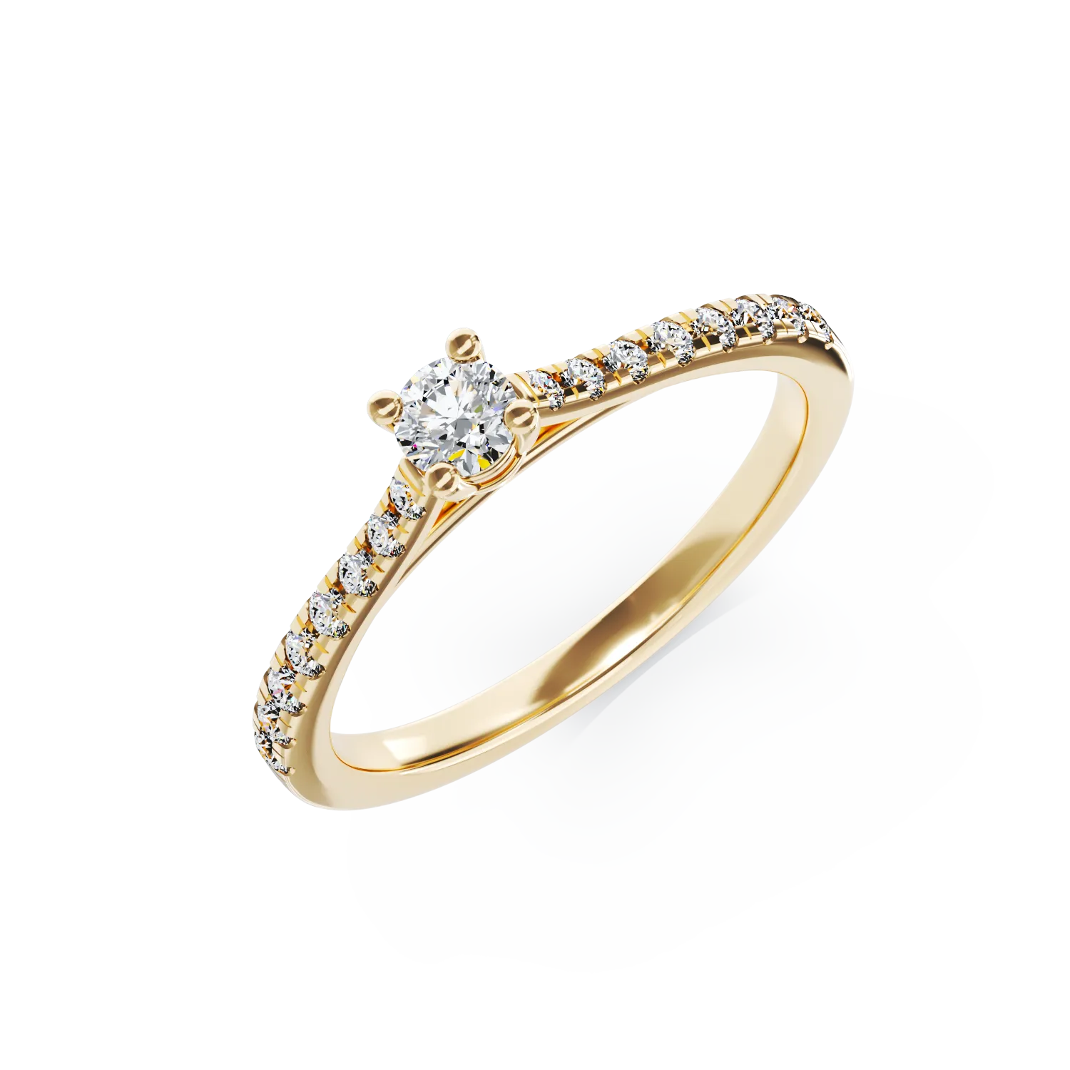 18K yellow gold engagement ring with 0.16ct diamond and 0.17ct diamonds