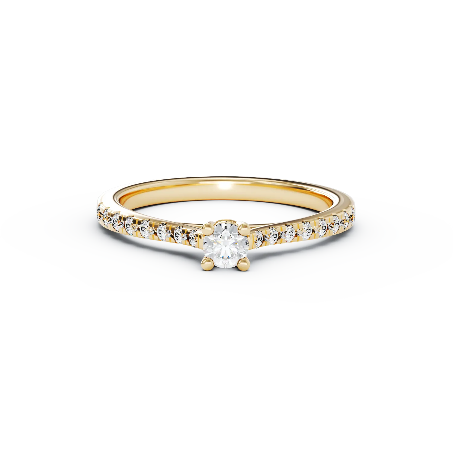 Годежен пръстен от 18K жълто злато с 0.16ct диамант и 0.17ct диаманти