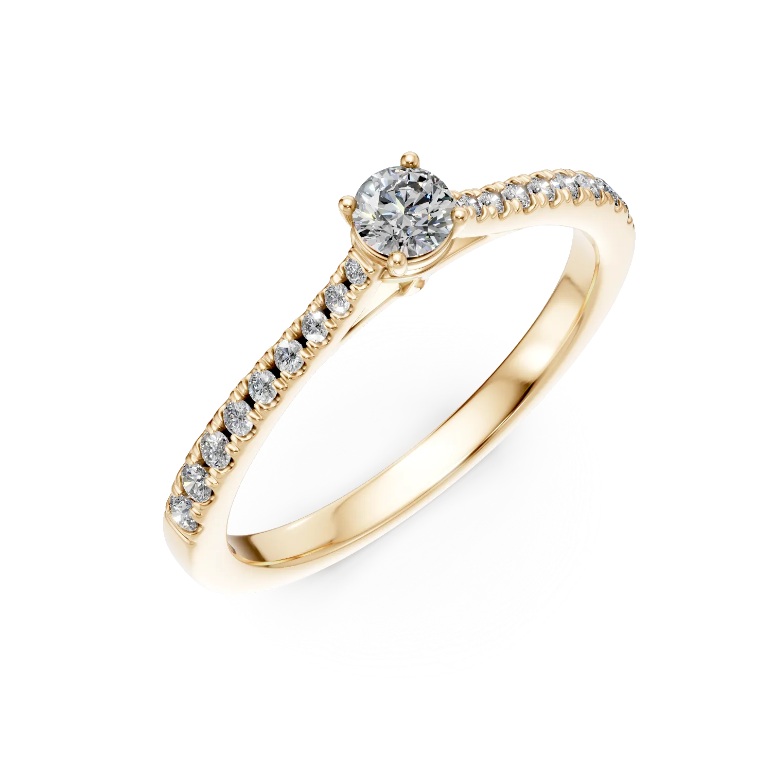 Inel de logodna din aur galben de 18K cu diamant de 0.16ct si diamante de 0.17ct-102785