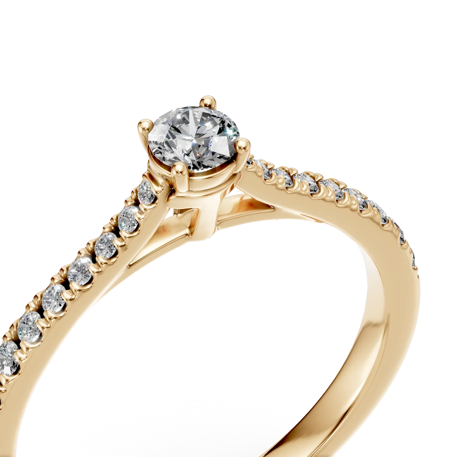 Eljegyzési gyűrű 18K-os sárga aranyból 0,16ct gyémánttal és 0,17ct gyémántokkal. Gramm: 2,26