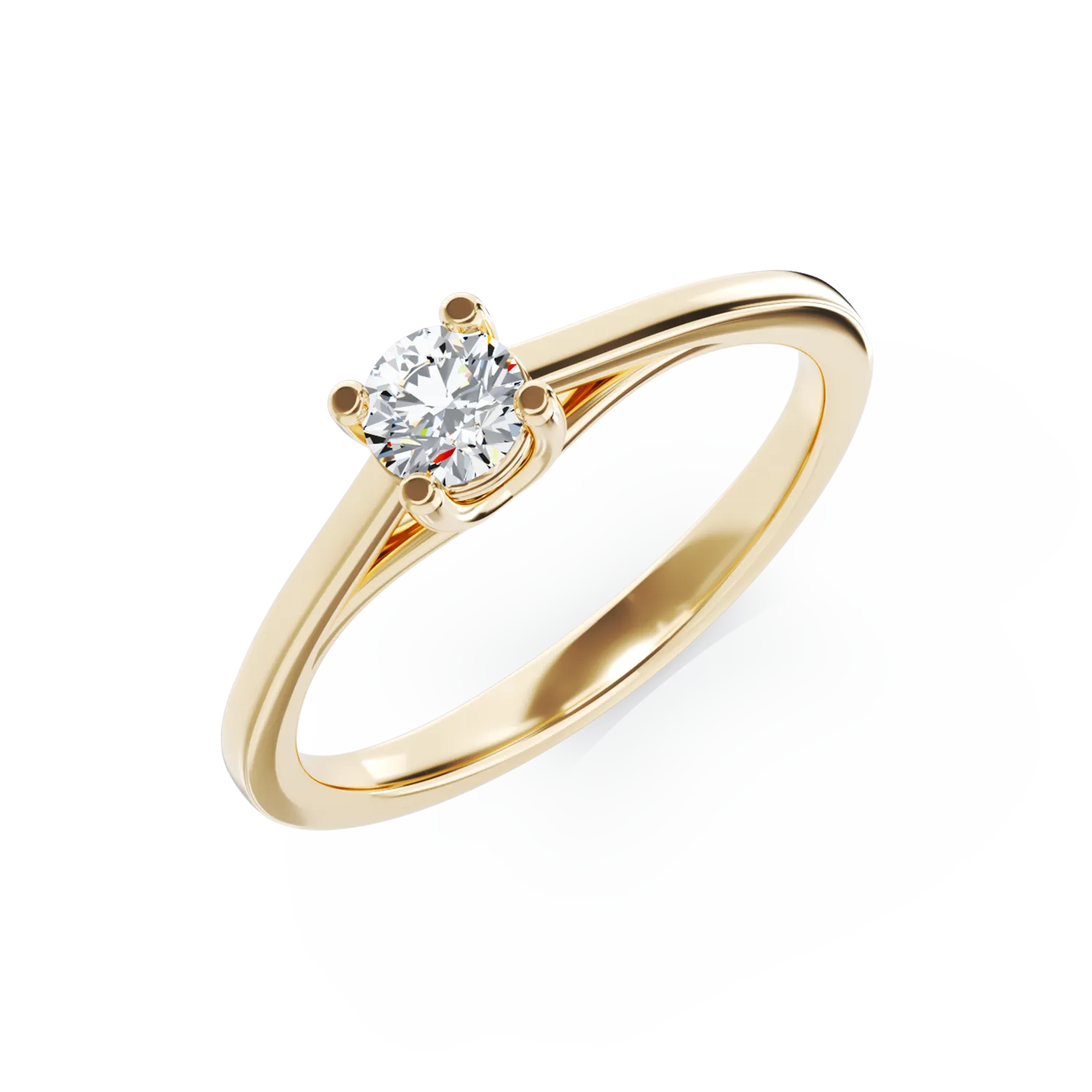 Pierścionek zaręczynowy z żółtego 18K złota z brylantem 0.25ct