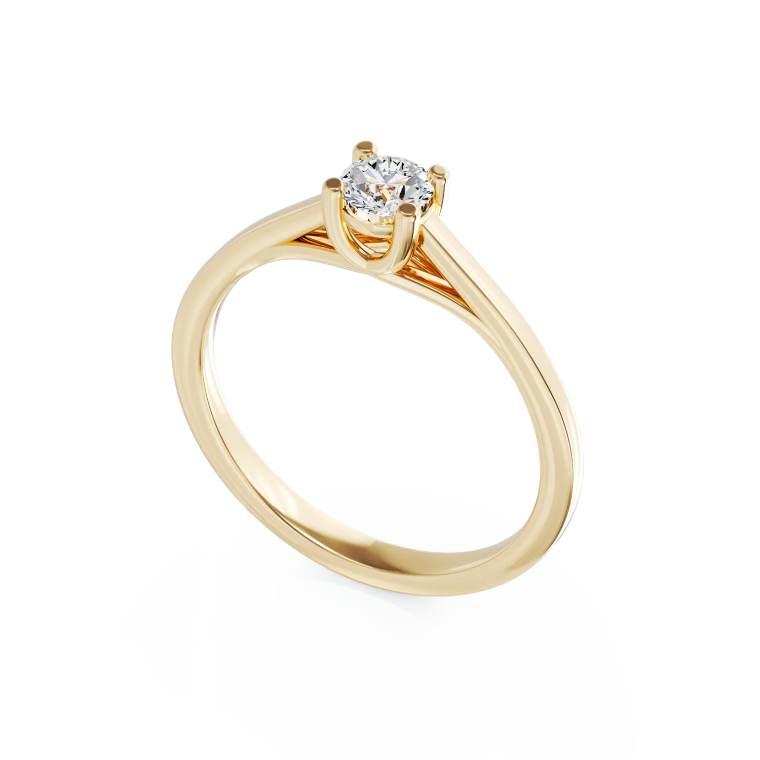 Inel de logodna din aur galben de 18K cu un diamant solitaire de 0.25ct