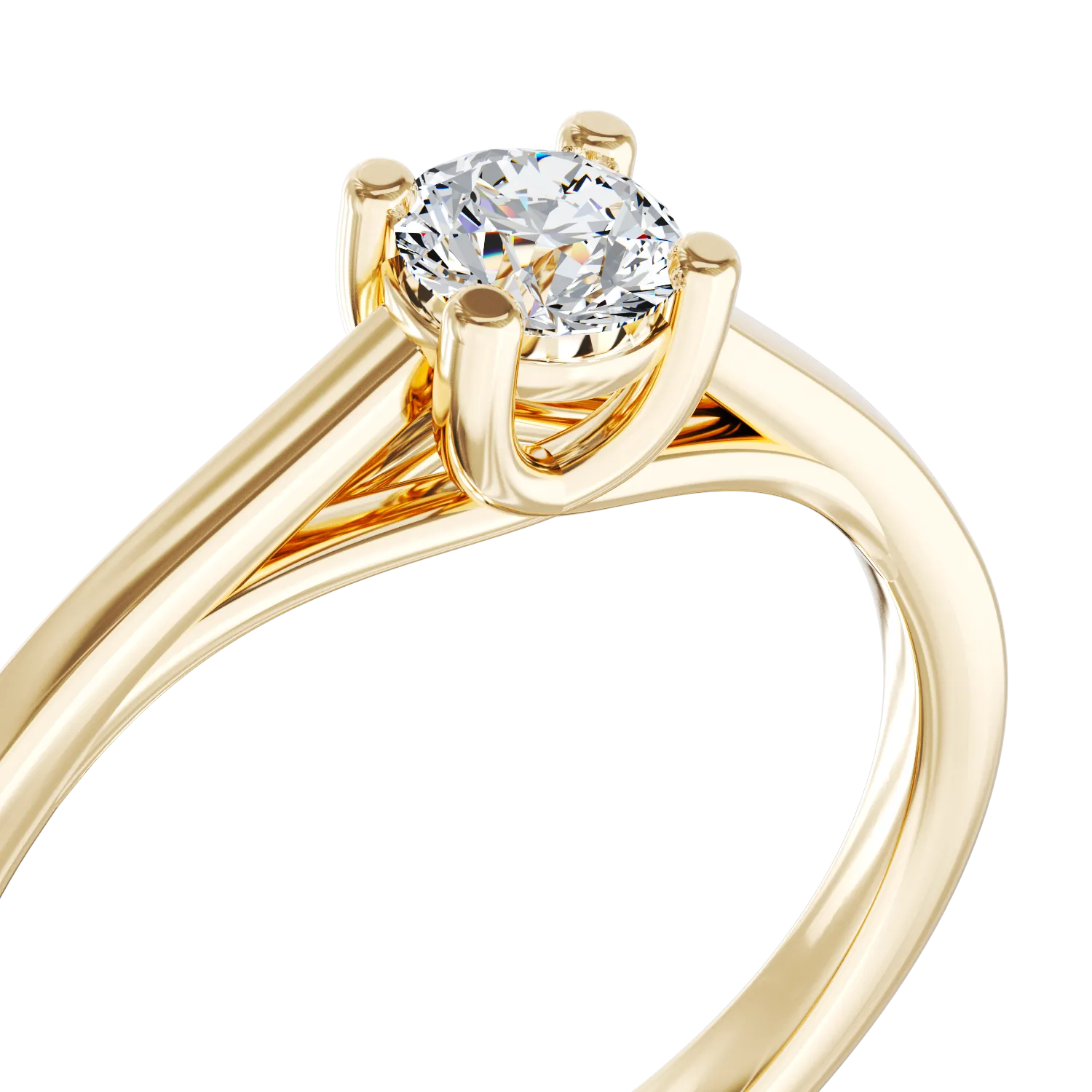 Inel de logodna din aur galben de 18K cu un diamant solitaire de 0.25ct