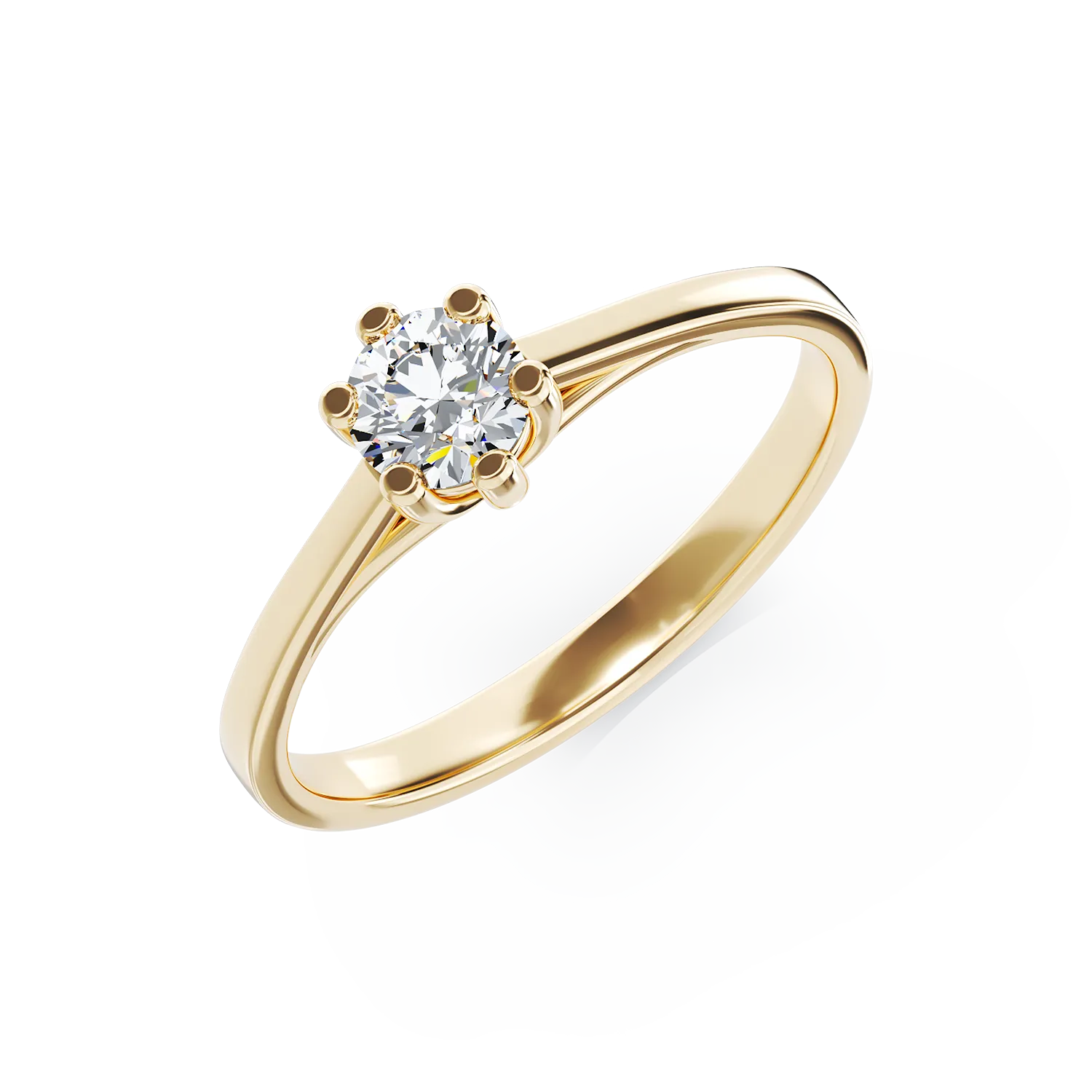 Inel de logodna din aur galben de 18K cu un diamant solitaire de 0.15ct