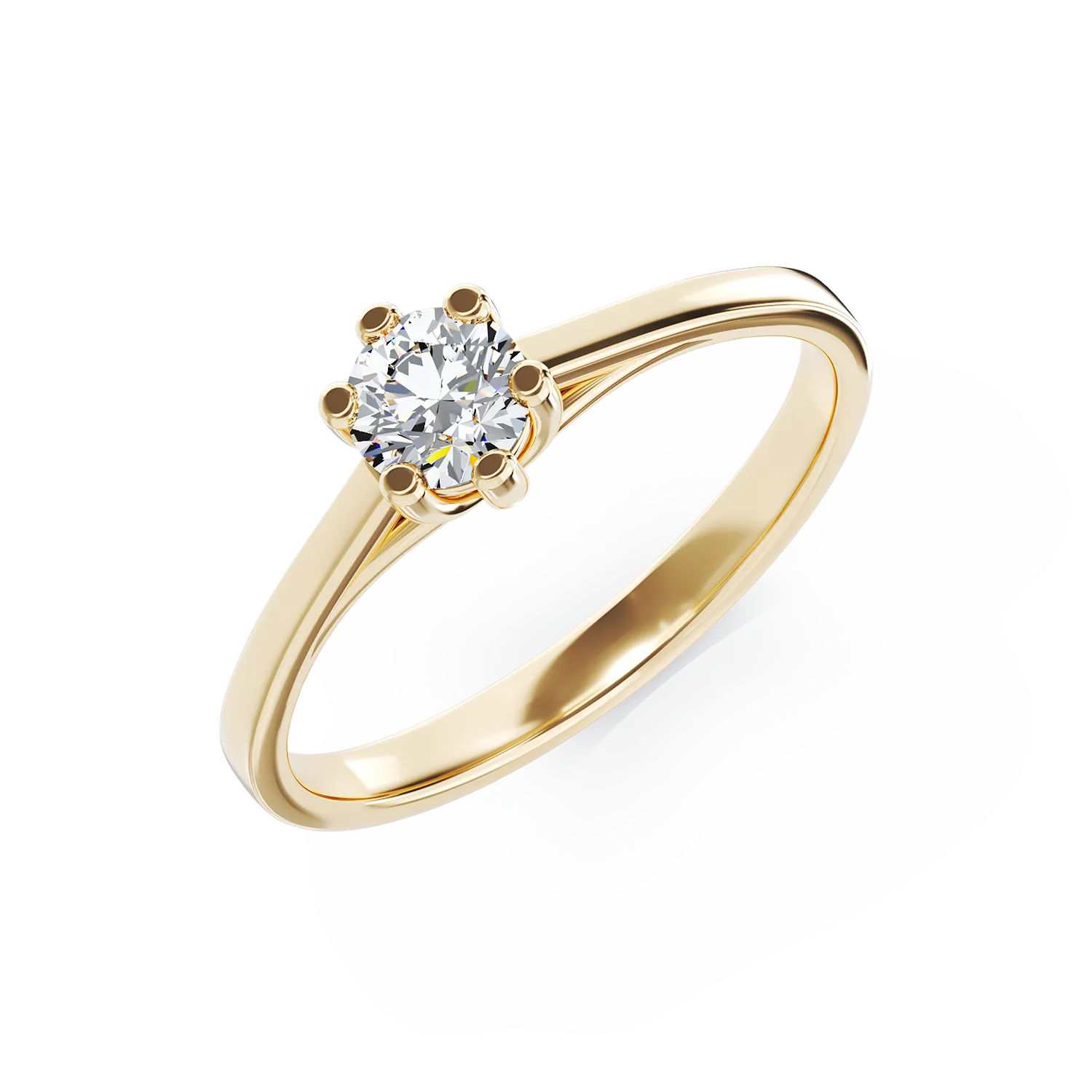 Pierścionek zaręczynowy z 18K żółtego złota z 0.15ct diamentem w pasjansie