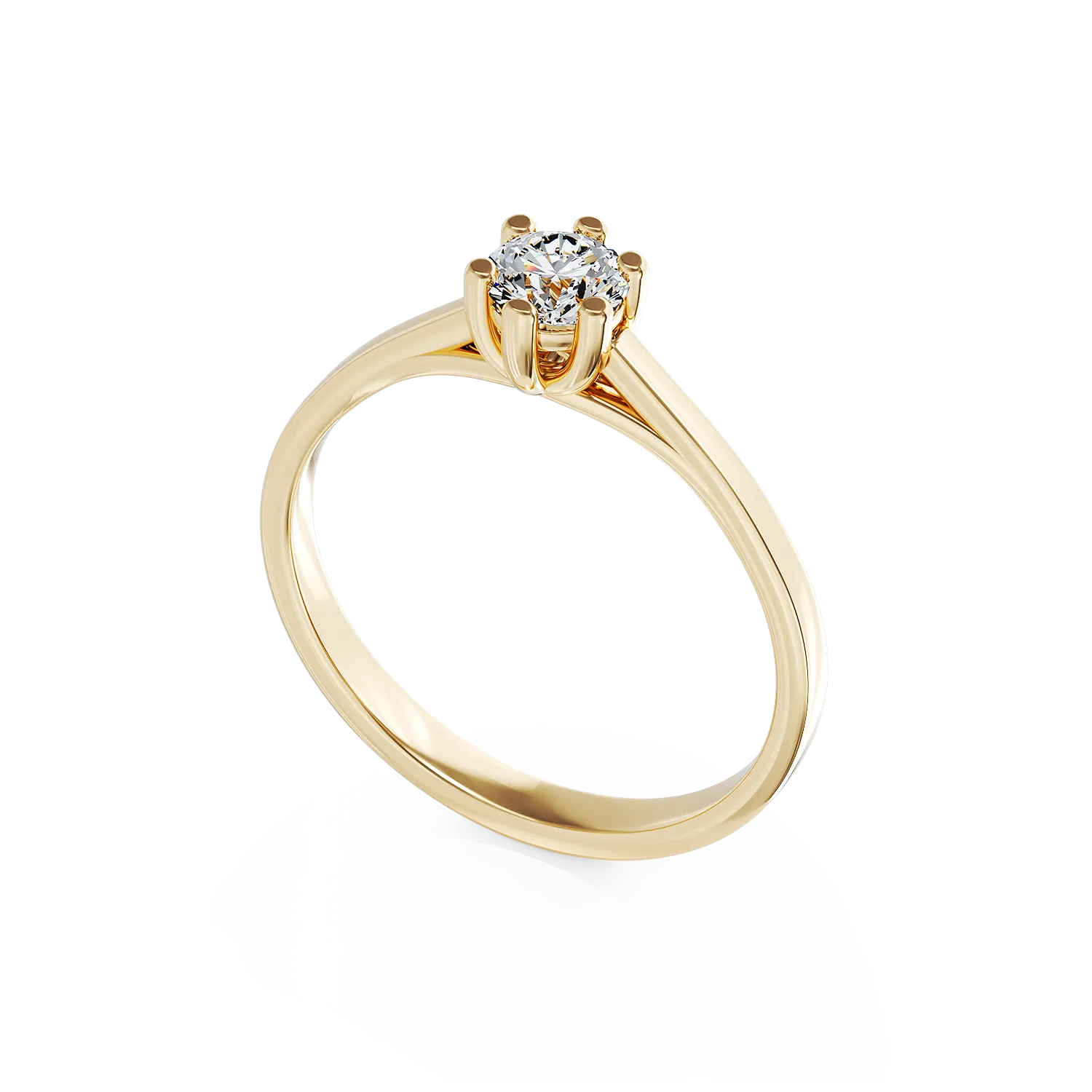 Eljegyzési gyűrű 18K-os sárga aranyból 0,15ct gyémánttal. Gramm: 3,5