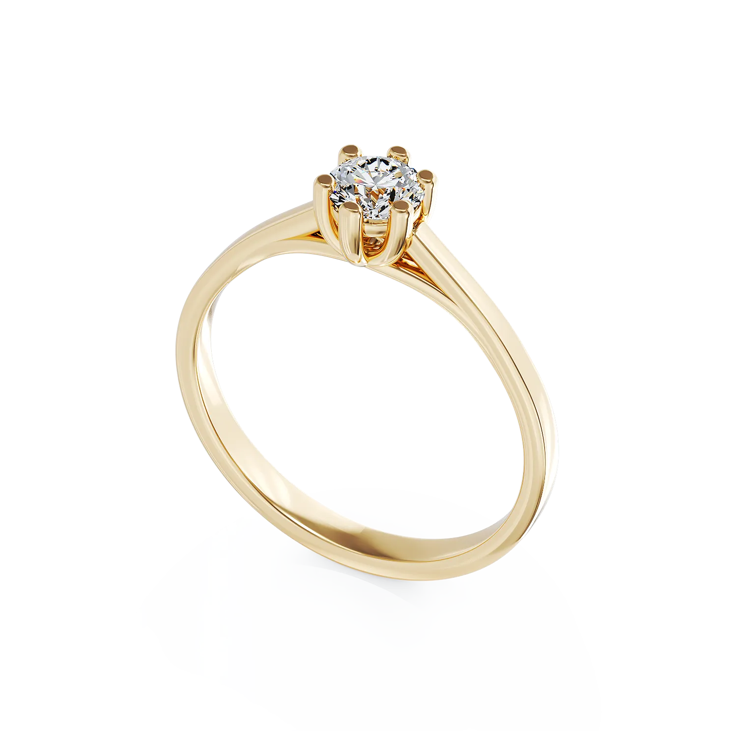 Inel de logodna din aur galben de 18K cu un diamant solitaire de 0.15ct