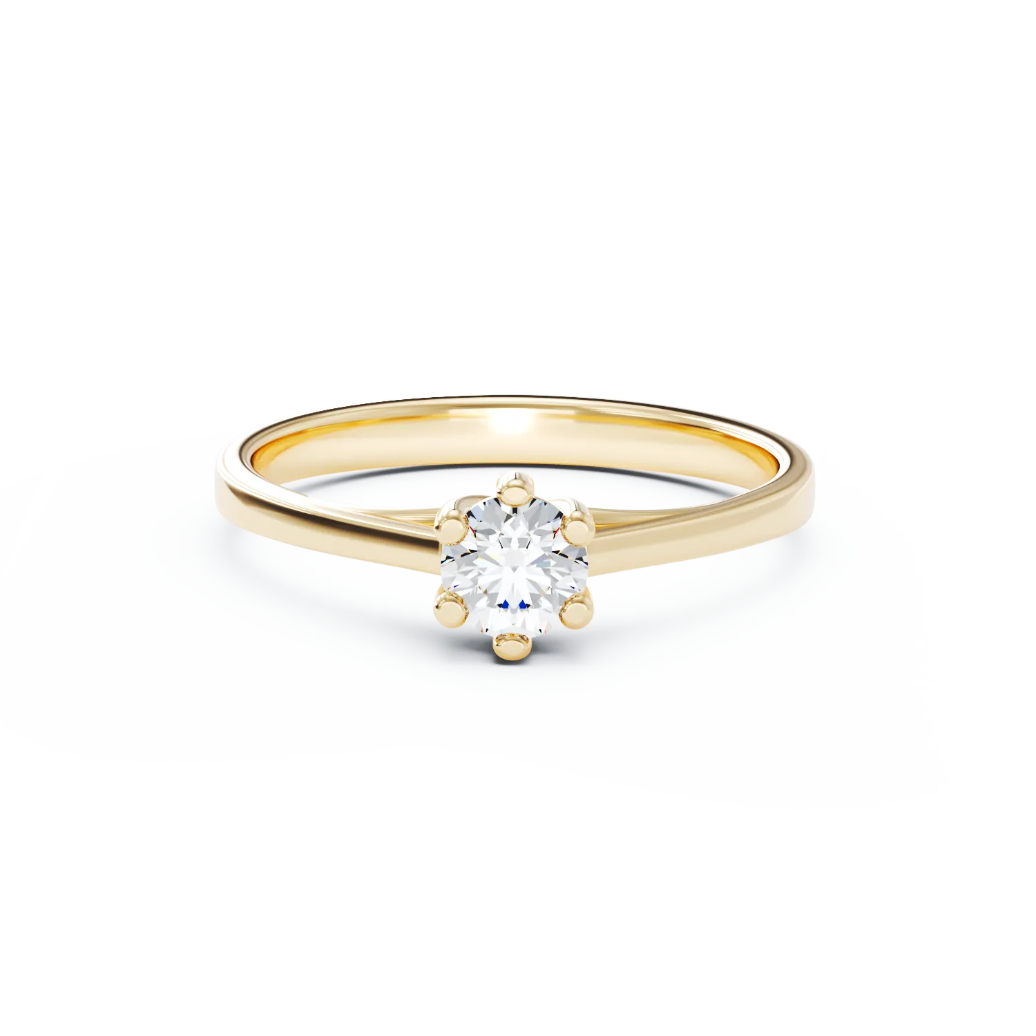 Inel de logodna din aur galben de 18K cu un diamant solitaire de 0.15ct