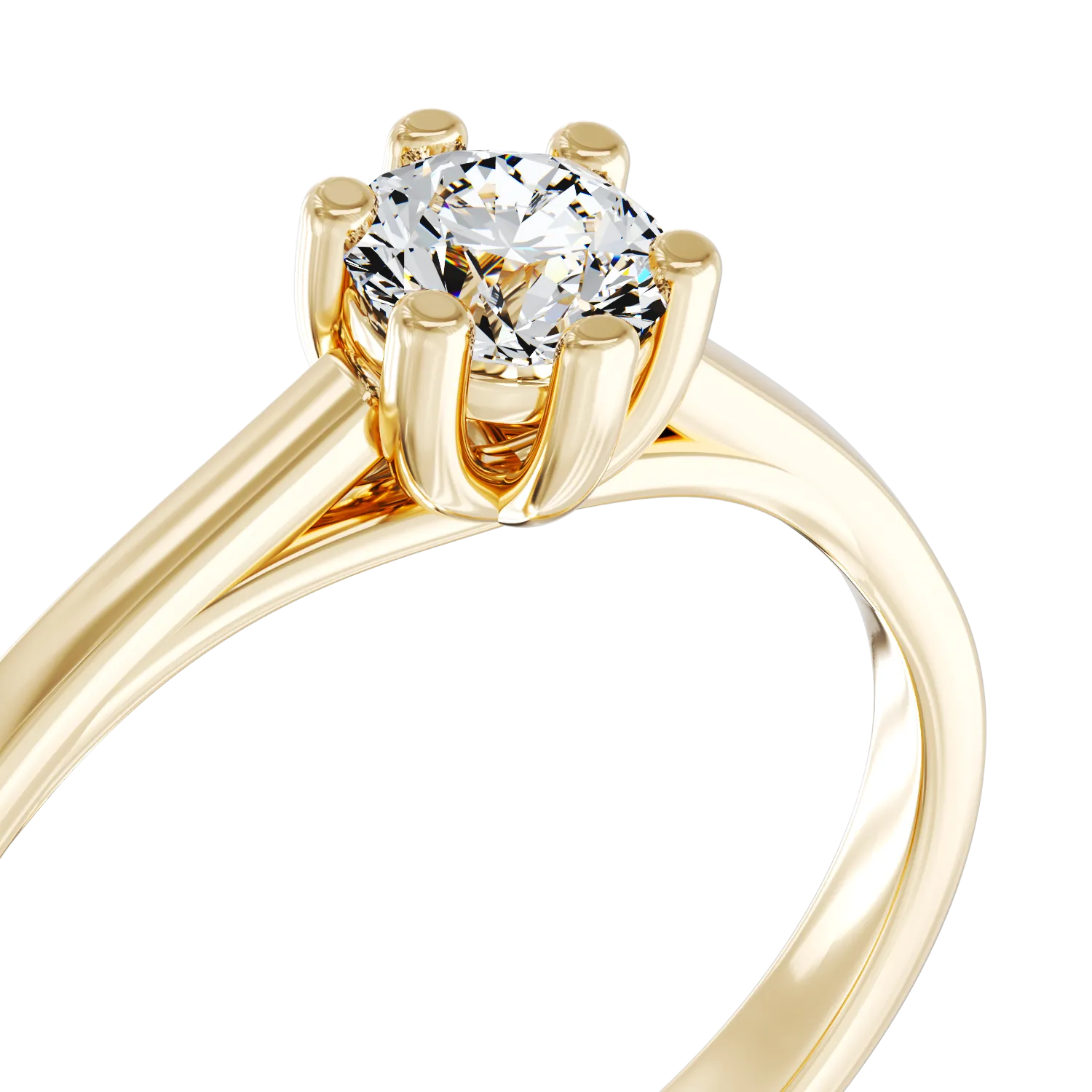 Inel de logodna din aur galben de 18K cu un diamant solitaire de 0.15ct