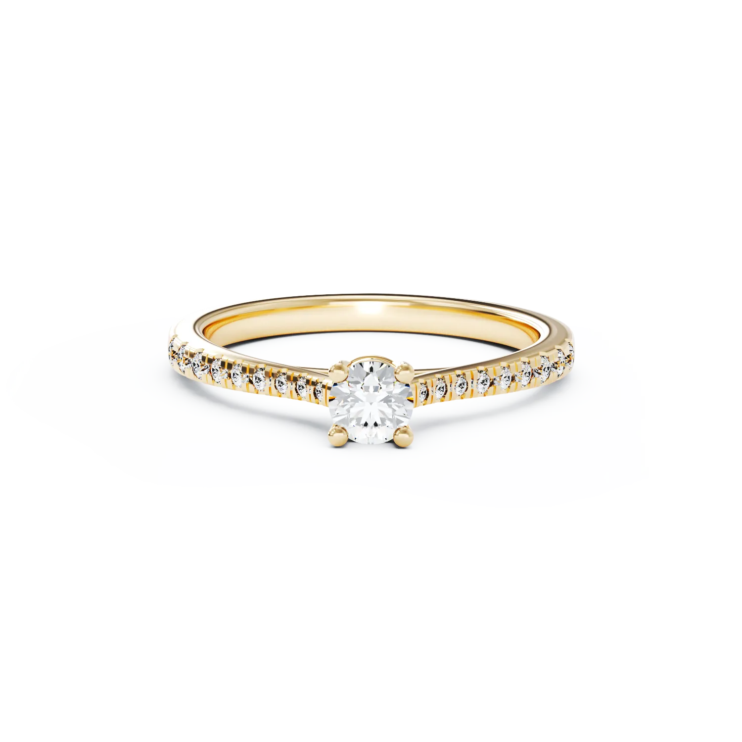 18K yellow gold engagement ring with 0.24ct diamond and 0.18ct diamonds