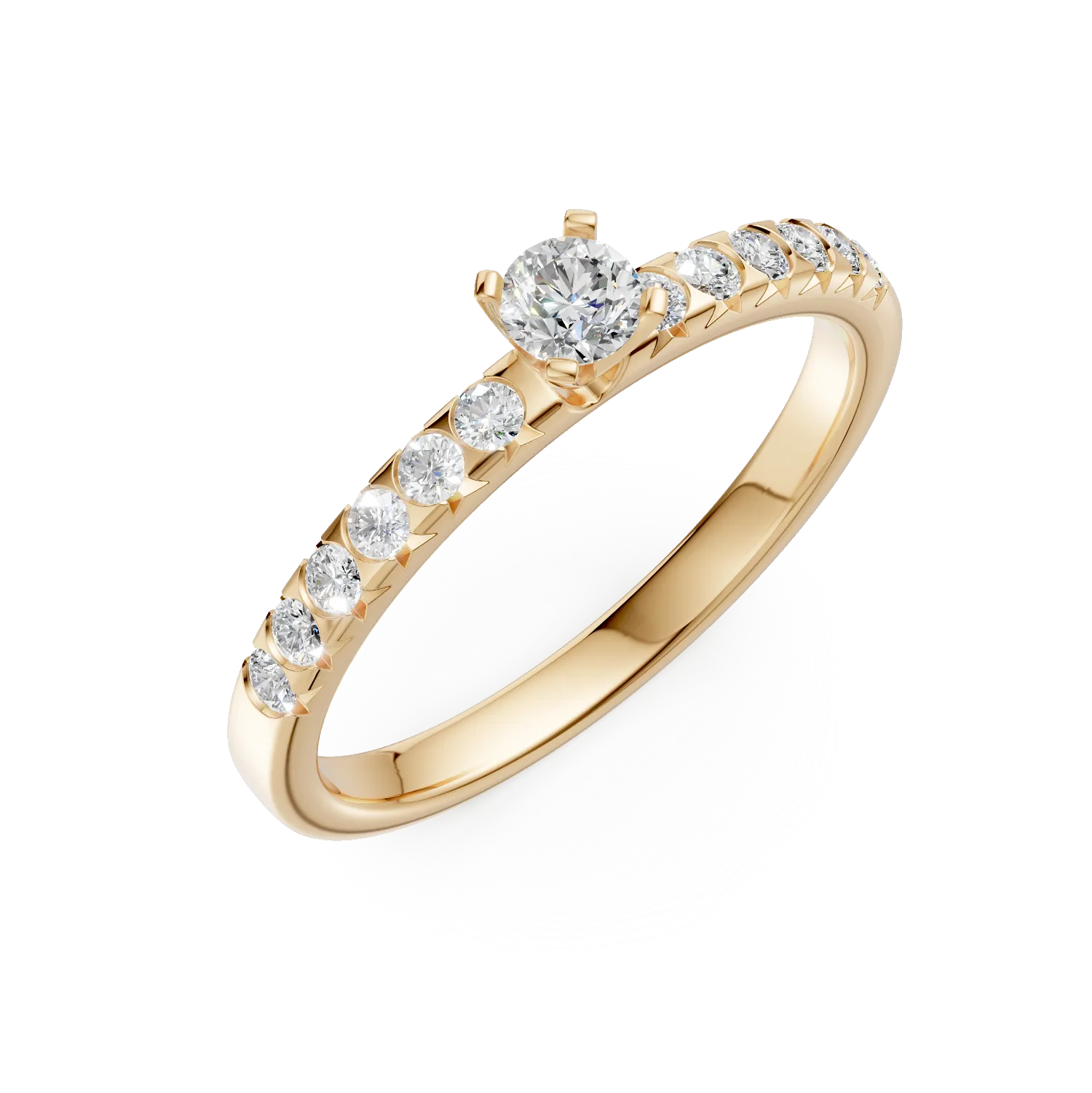 Inel de logodna din aur galben de 18K cu diamant de 0.15ct si diamante de 0.28ct-102858