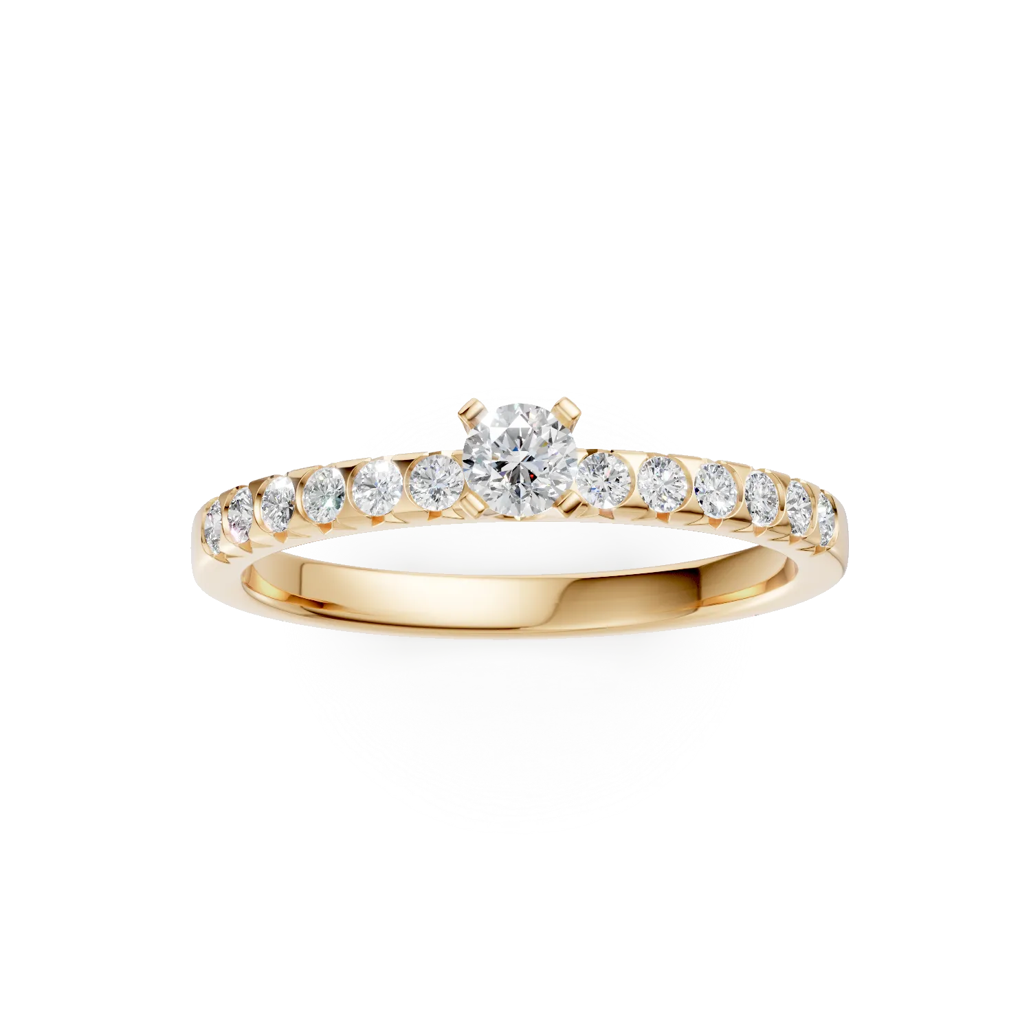 Inel de logodna din aur galben cu diamant de 0.15ct si diamante de 0.28ct