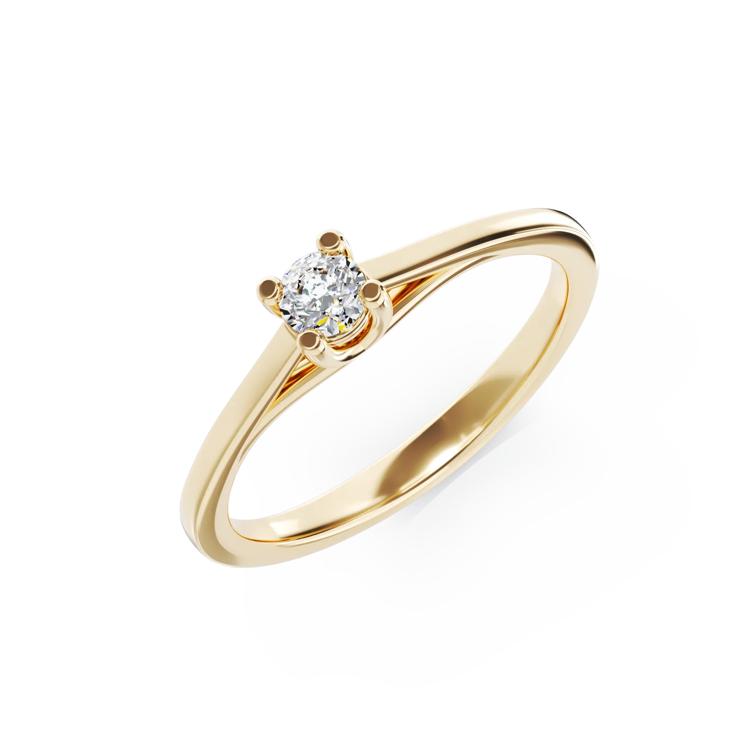 18K yellow gold engagement ring with a 0.16ct solitaire diamond