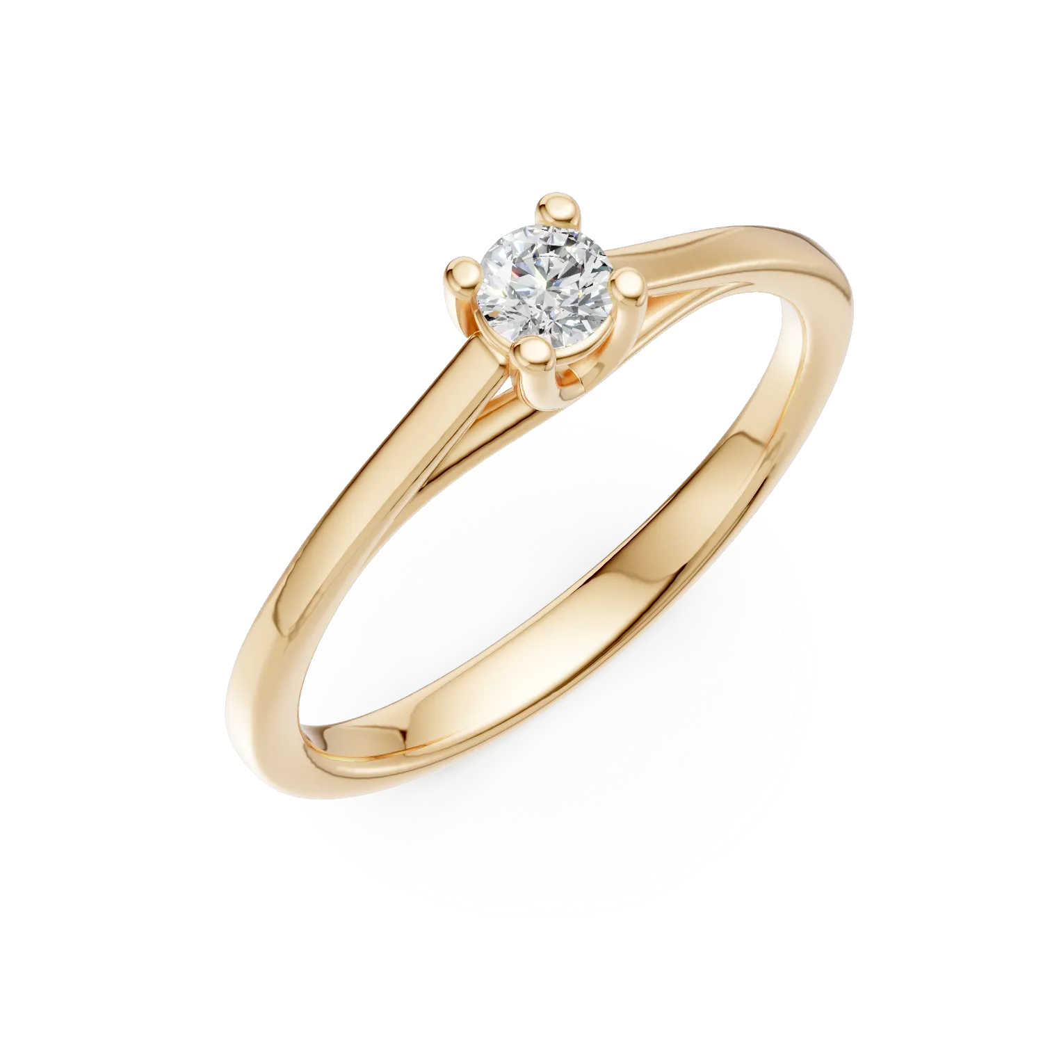 Inel de logodna din aur galben de 18K cu un diamant solitaire de 0.16ct