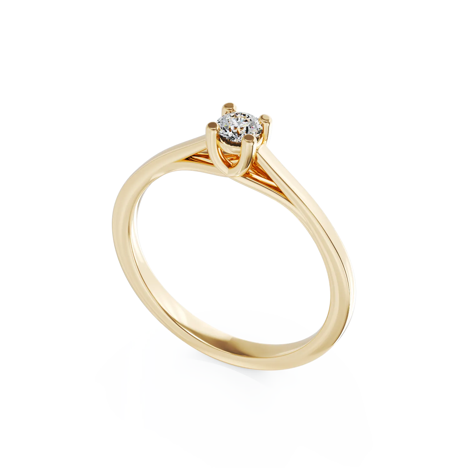 Годежен пръстен от 18K жълто злато с диамант пасианс 0.16ct