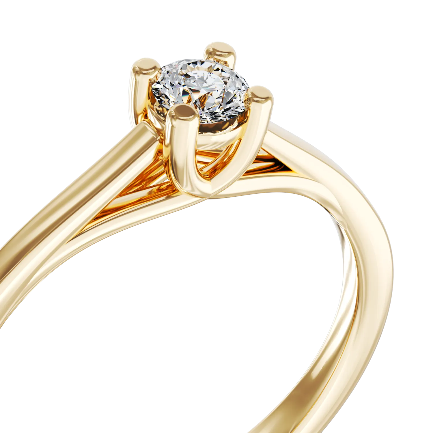 18K yellow gold engagement ring with a 0.16ct solitaire diamond