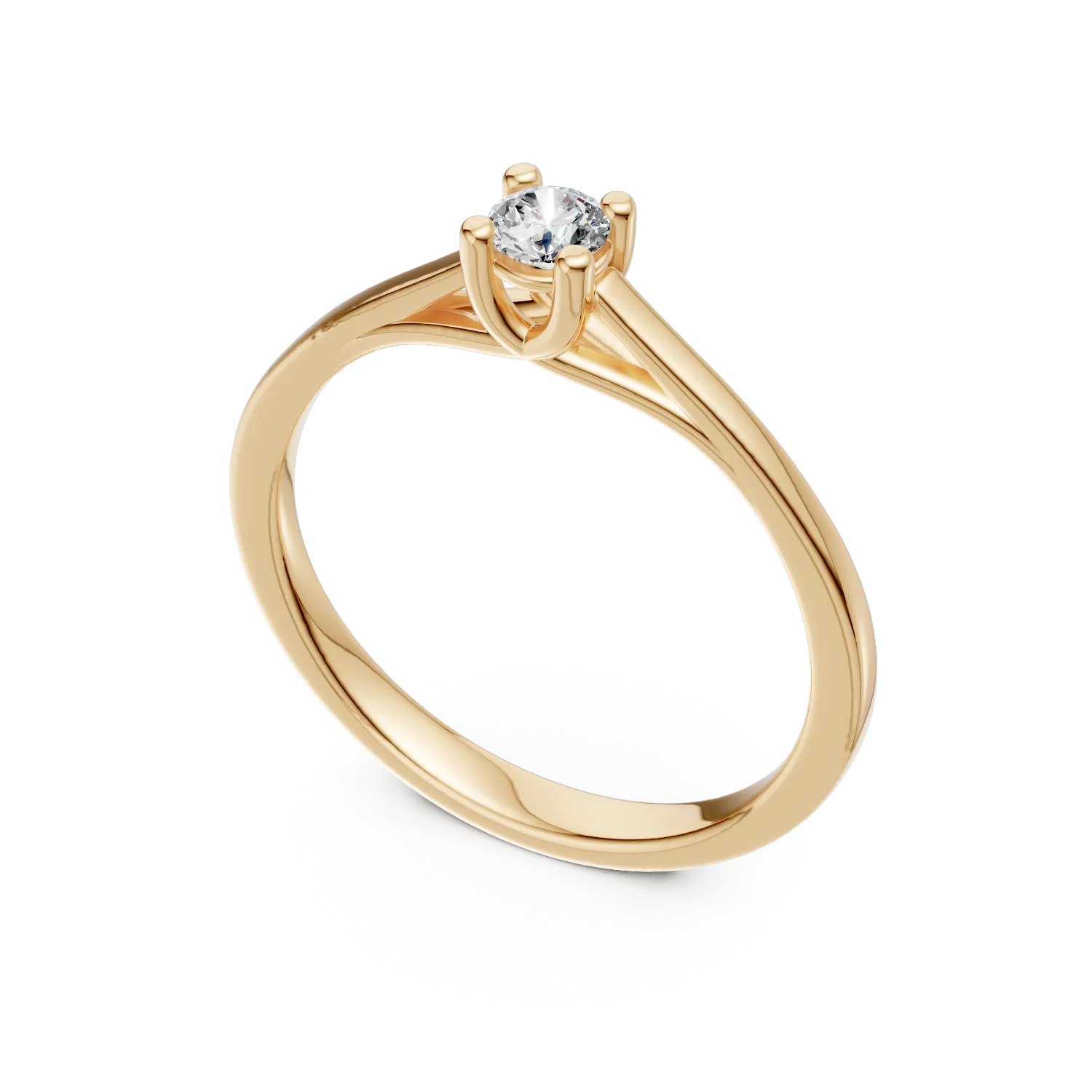 Годежен пръстен от 18K жълто злато с диамант пасианс 0.16ct