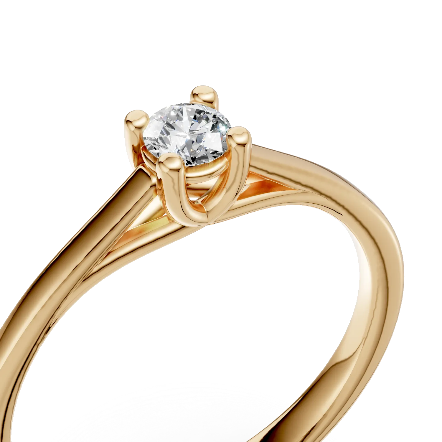 Годежен пръстен от 18K жълто злато с диамант пасианс 0.16ct