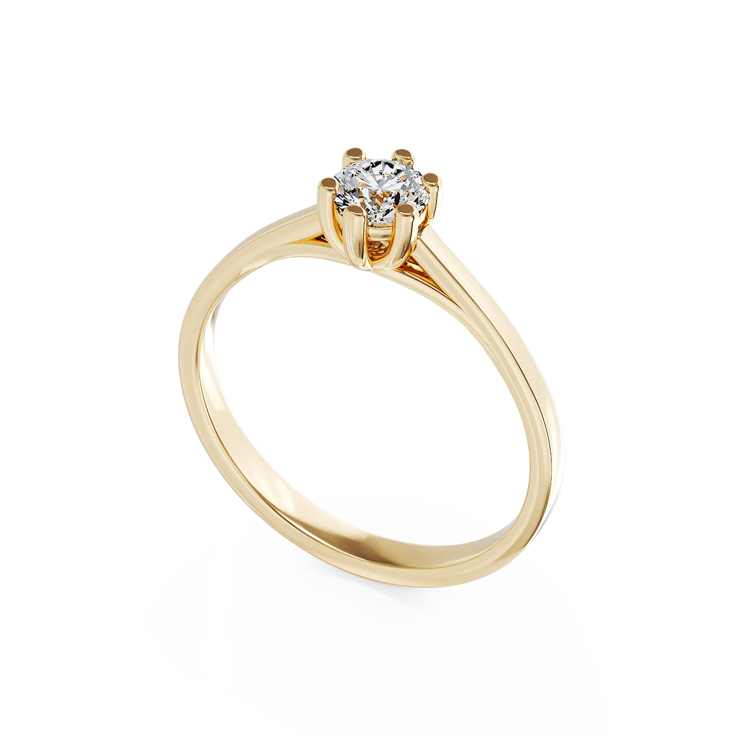 Inel de logodna din aur galben de 18K cu un diamant solitaire de 0.35ct