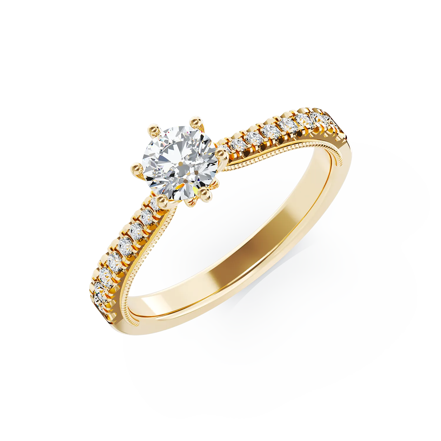 Inel de logodna din aur galben cu diamante de 0.3ct