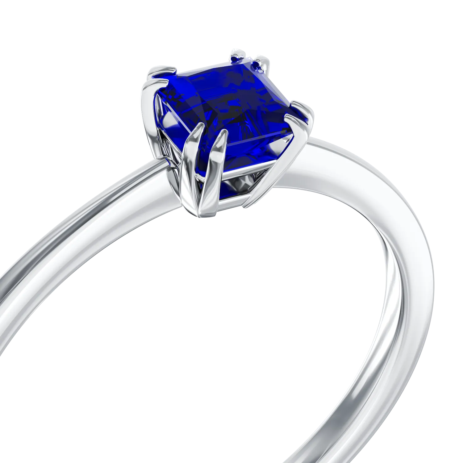 18K white gold engagement ring with sapphire of 0.39ct