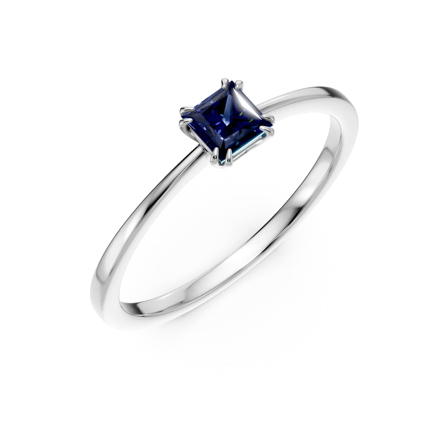 Teilor Inel de logodna din aur alb cu safir princess de 0.3ct