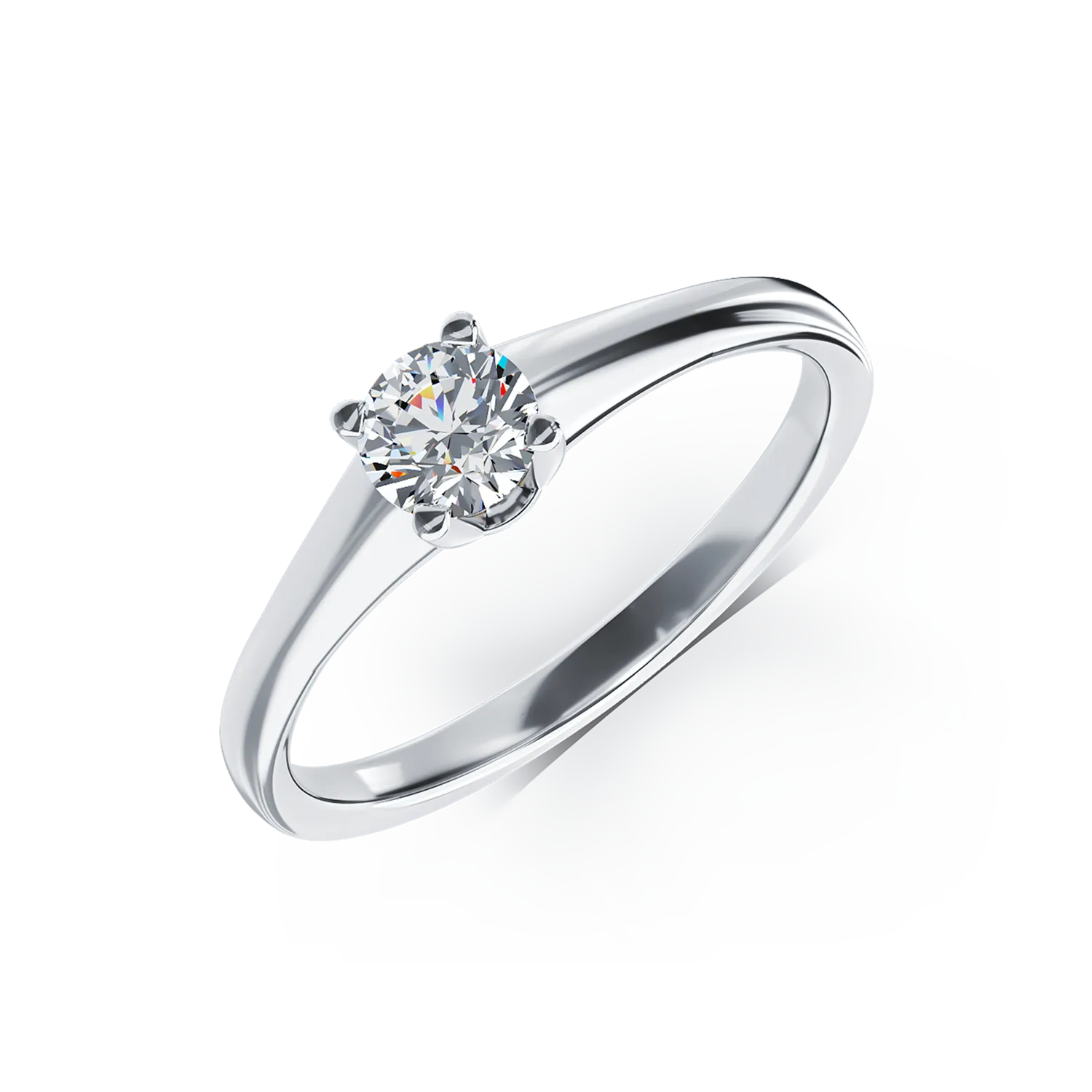 Inel de logodna din aur alb de 18K cu un diamant solitaire de 0.31ct