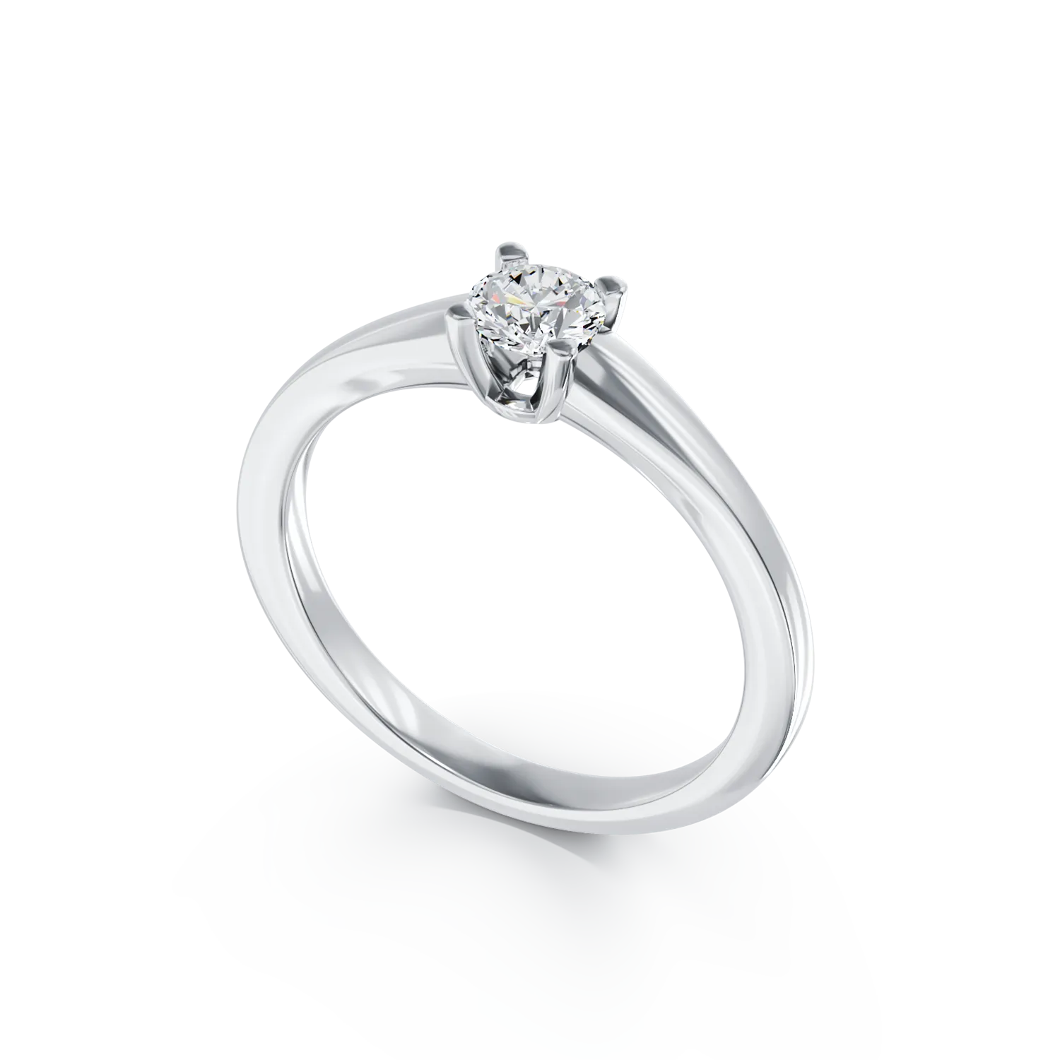 Inel de logodna din aur alb de 18K cu un diamant solitaire de 0.31ct