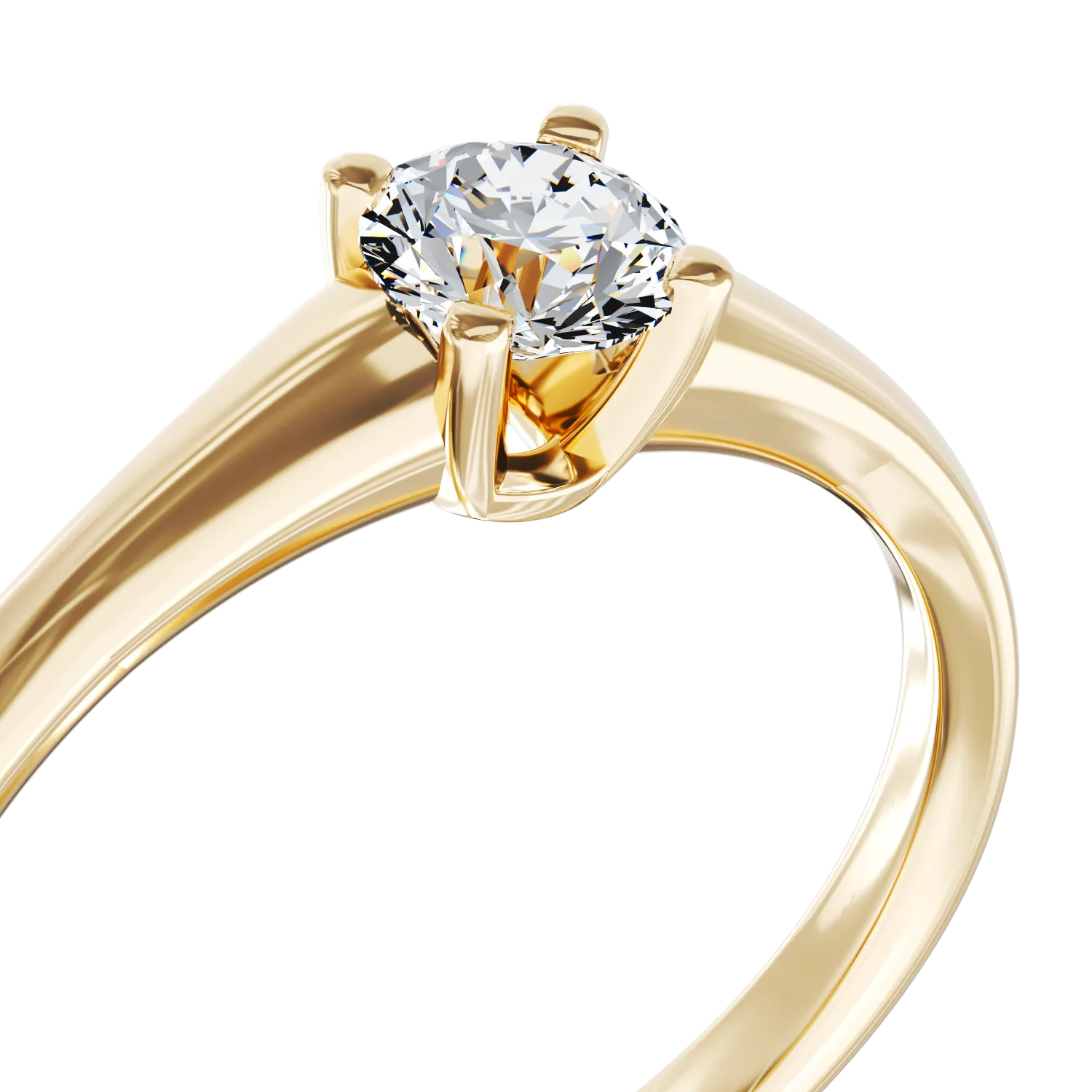 Pierścionek zaręczynowy z żółtego 18K złota z 0,31ct diamentem w pasjansie