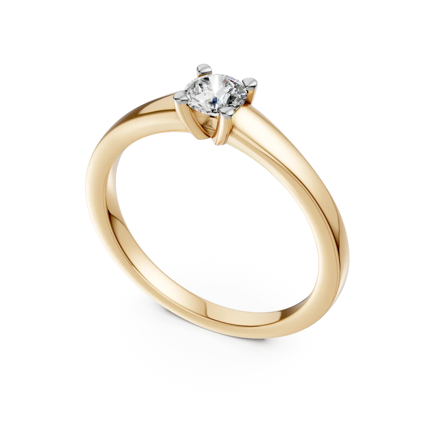 Inel de logodna din aur galben de 18K cu un diamant solitaire de 0.31ct