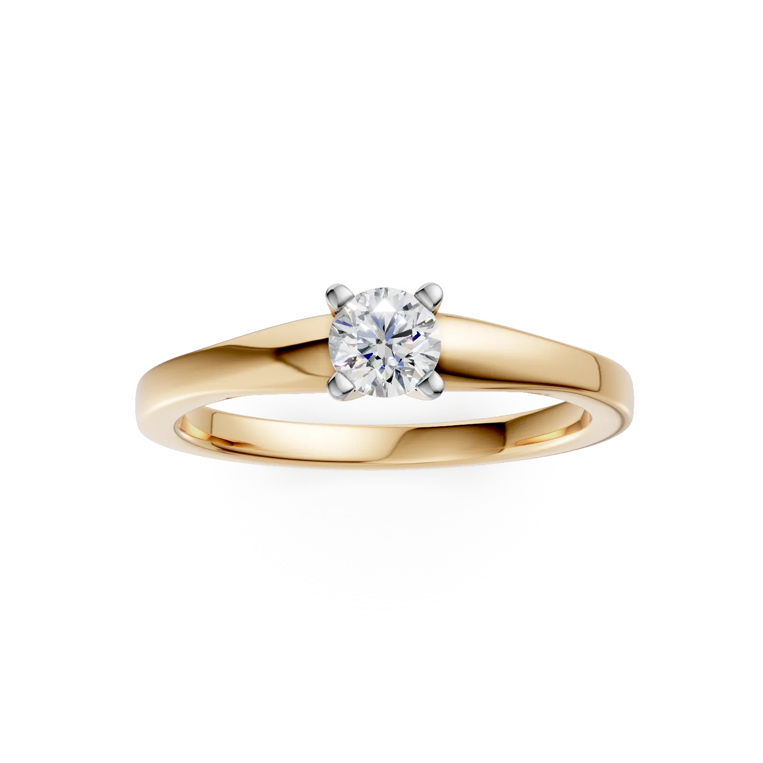 Inel de logodna din aur galben de 18K cu un diamant solitaire de 0.31ct
