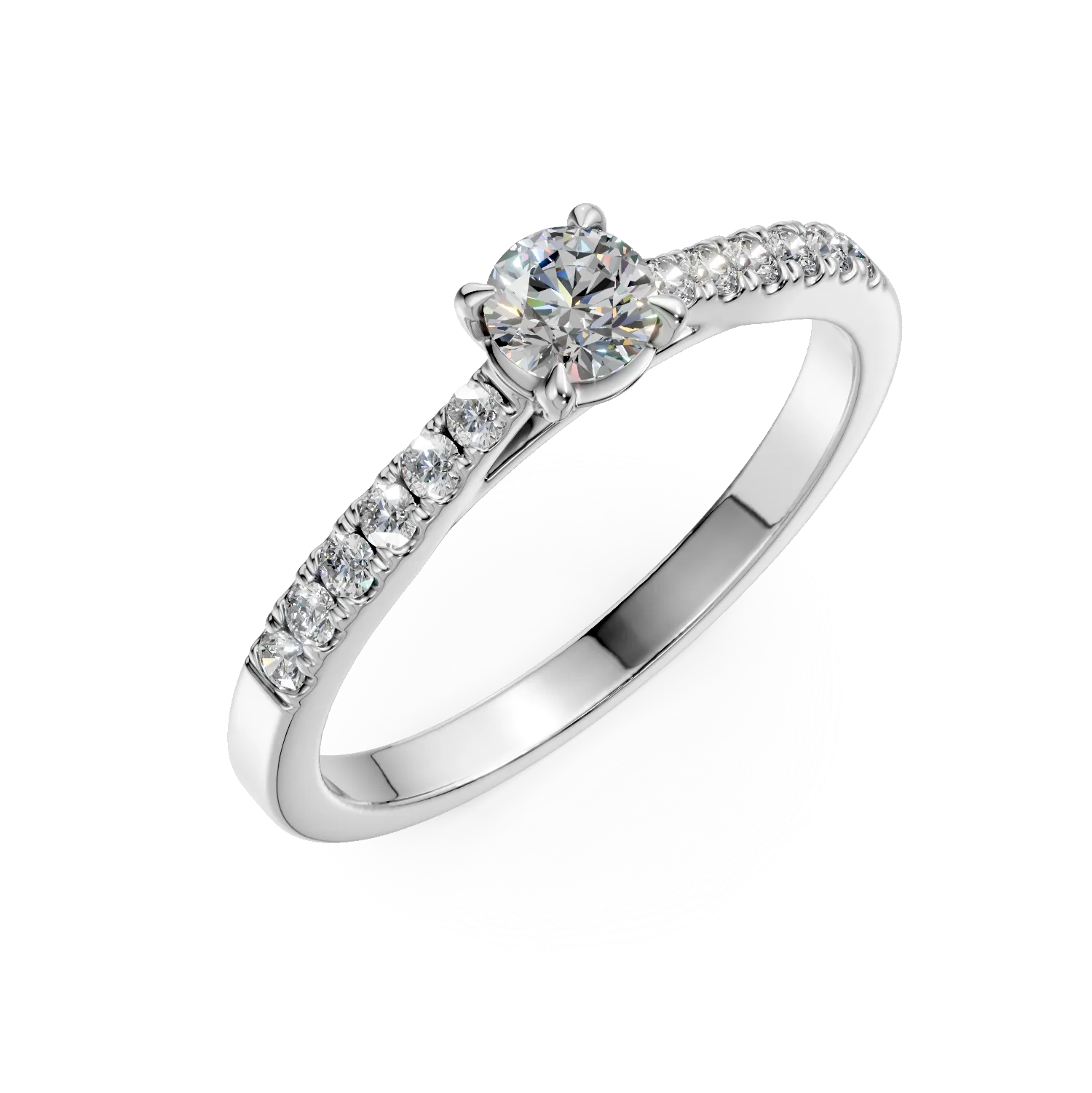 18K white gold engagement ring with 0.3ct diamond and 0.13ct diamonds