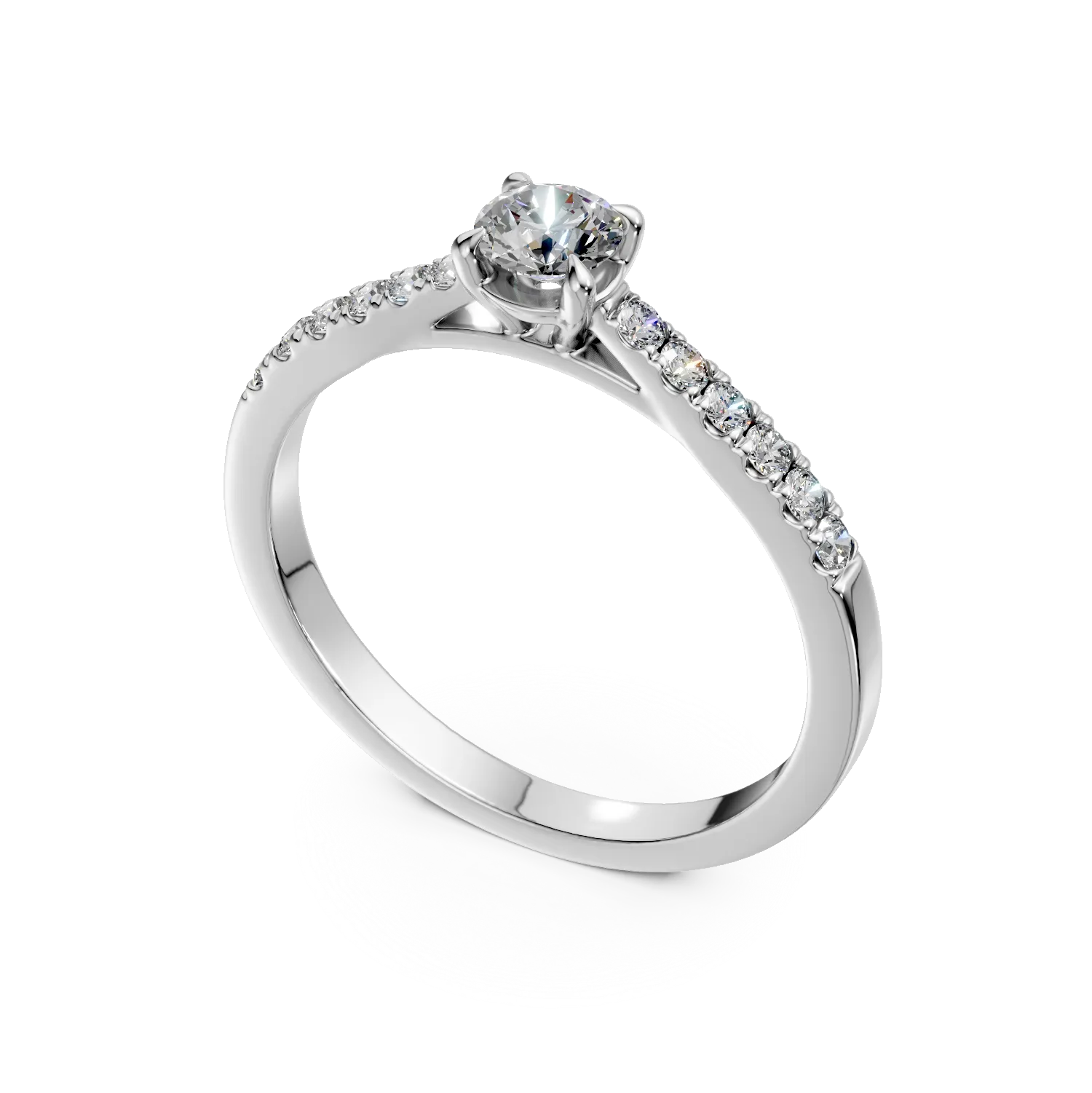 18K white gold engagement ring with 0.3ct diamond and 0.13ct diamonds