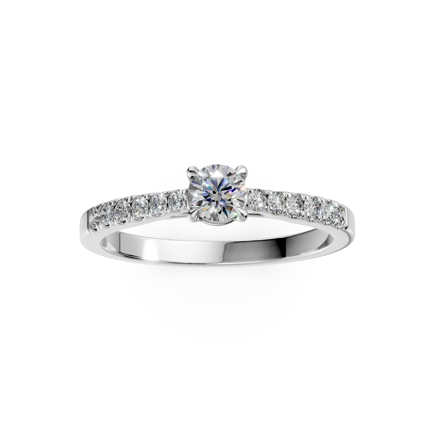 18K white gold engagement ring with 0.3ct diamond and 0.13ct diamonds