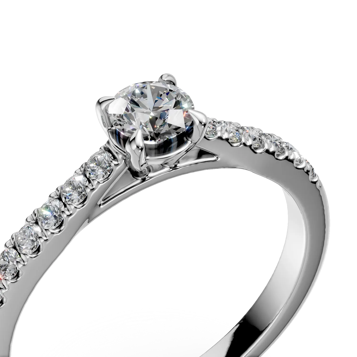 18K white gold engagement ring with 0.3ct diamond and 0.13ct diamonds