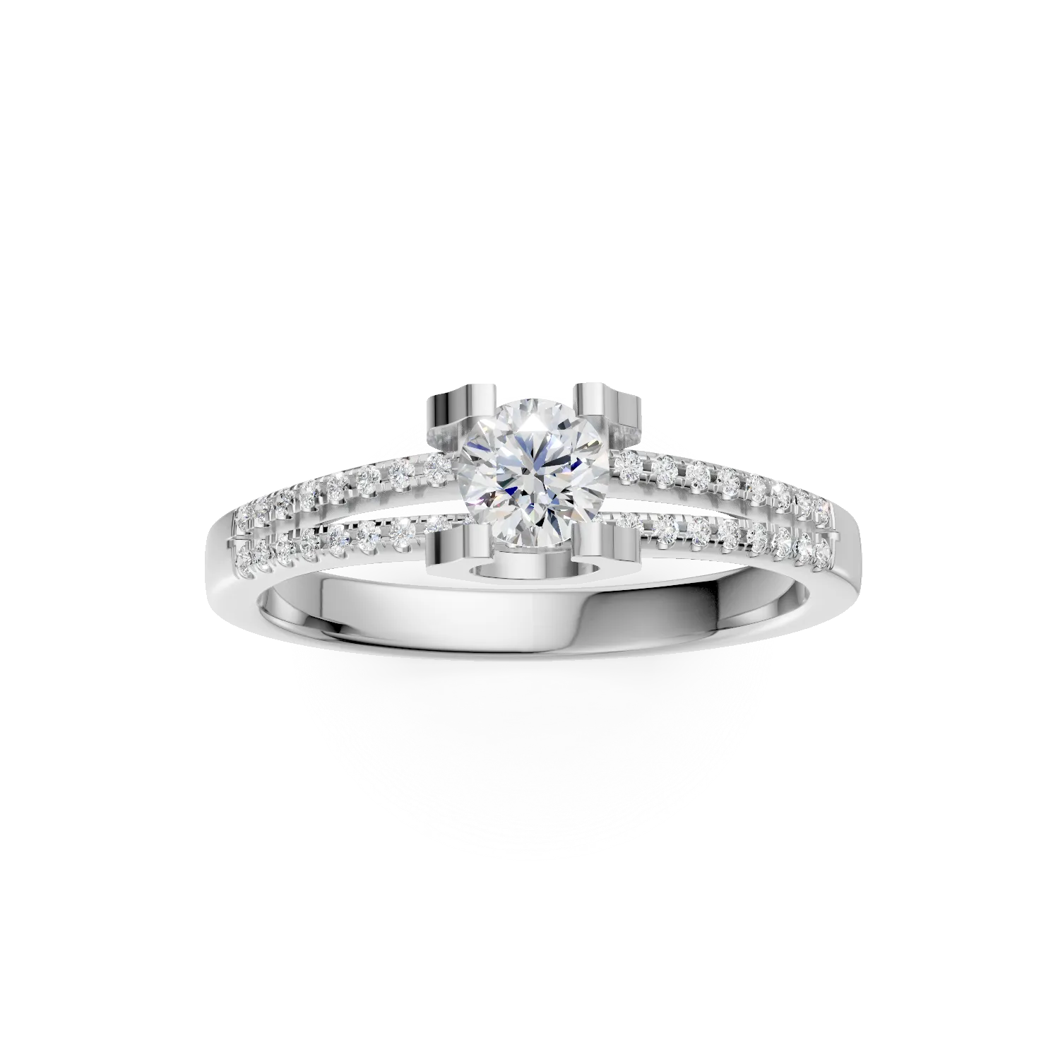 Inel de logodna din aur alb de 18K cu diamant de 0.19ct si diamante de 0.15ct
