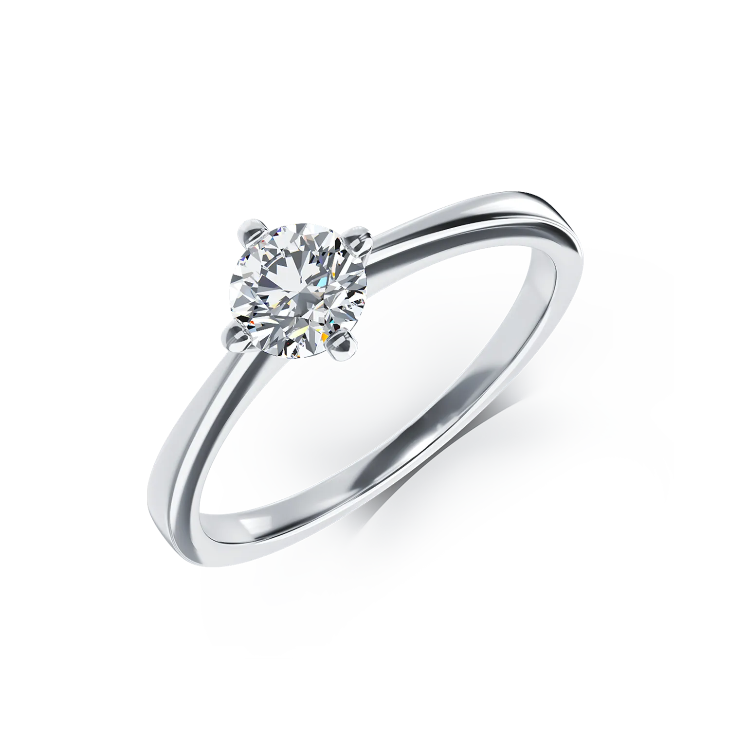Inel de logodna din aur alb de 18K cu un diamant solitaire de 0.5ct