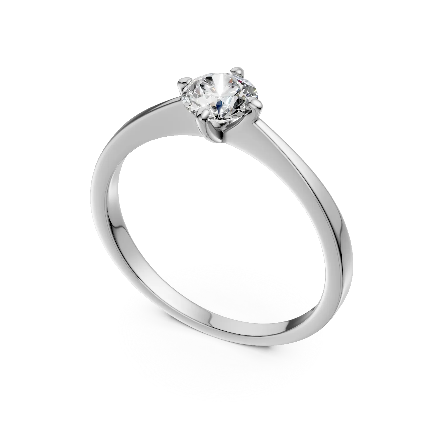 Inel de logodna din aur alb cu un diamant solitaire de 0.5ct