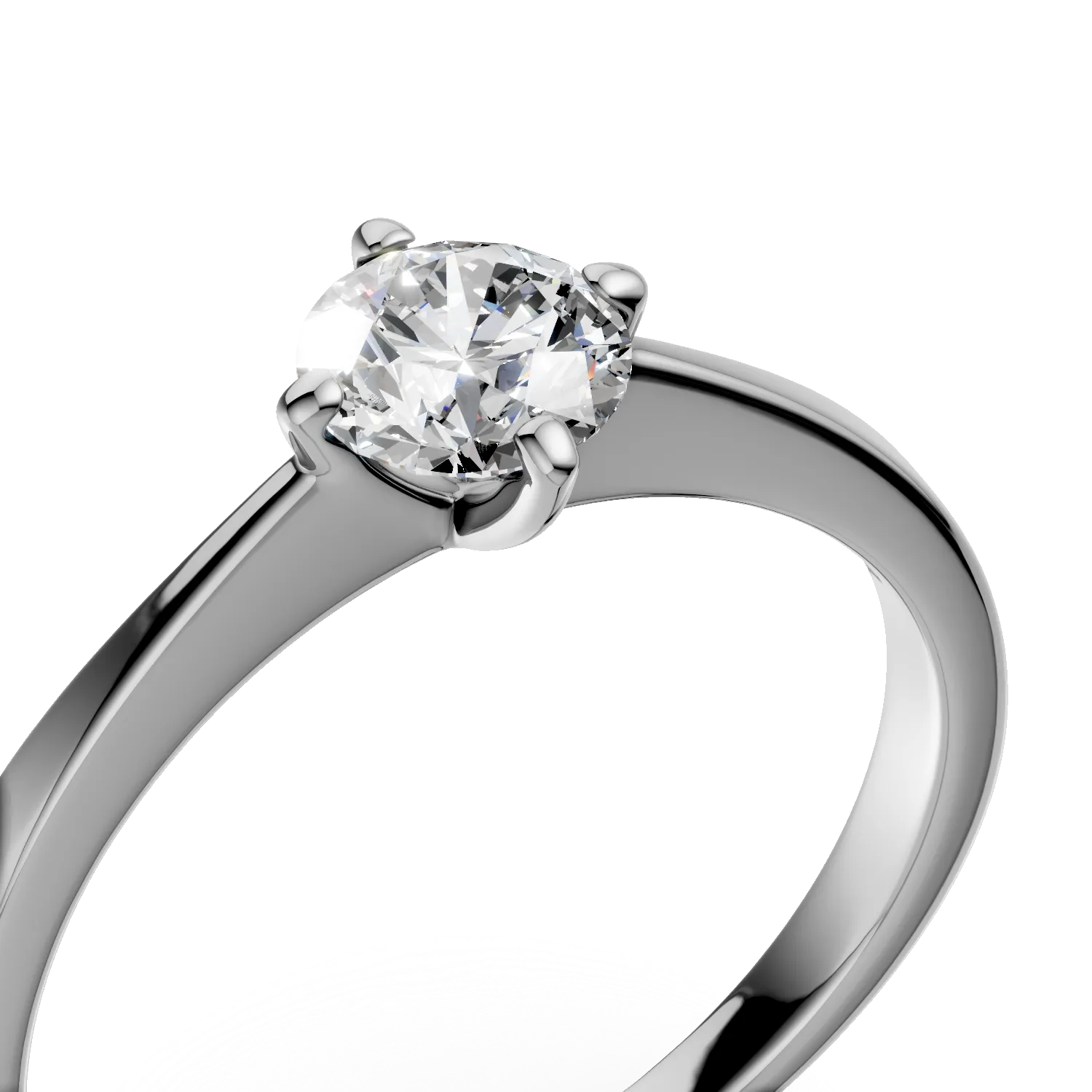 Inel de logodna din aur alb cu un diamant solitaire de 0.5ct