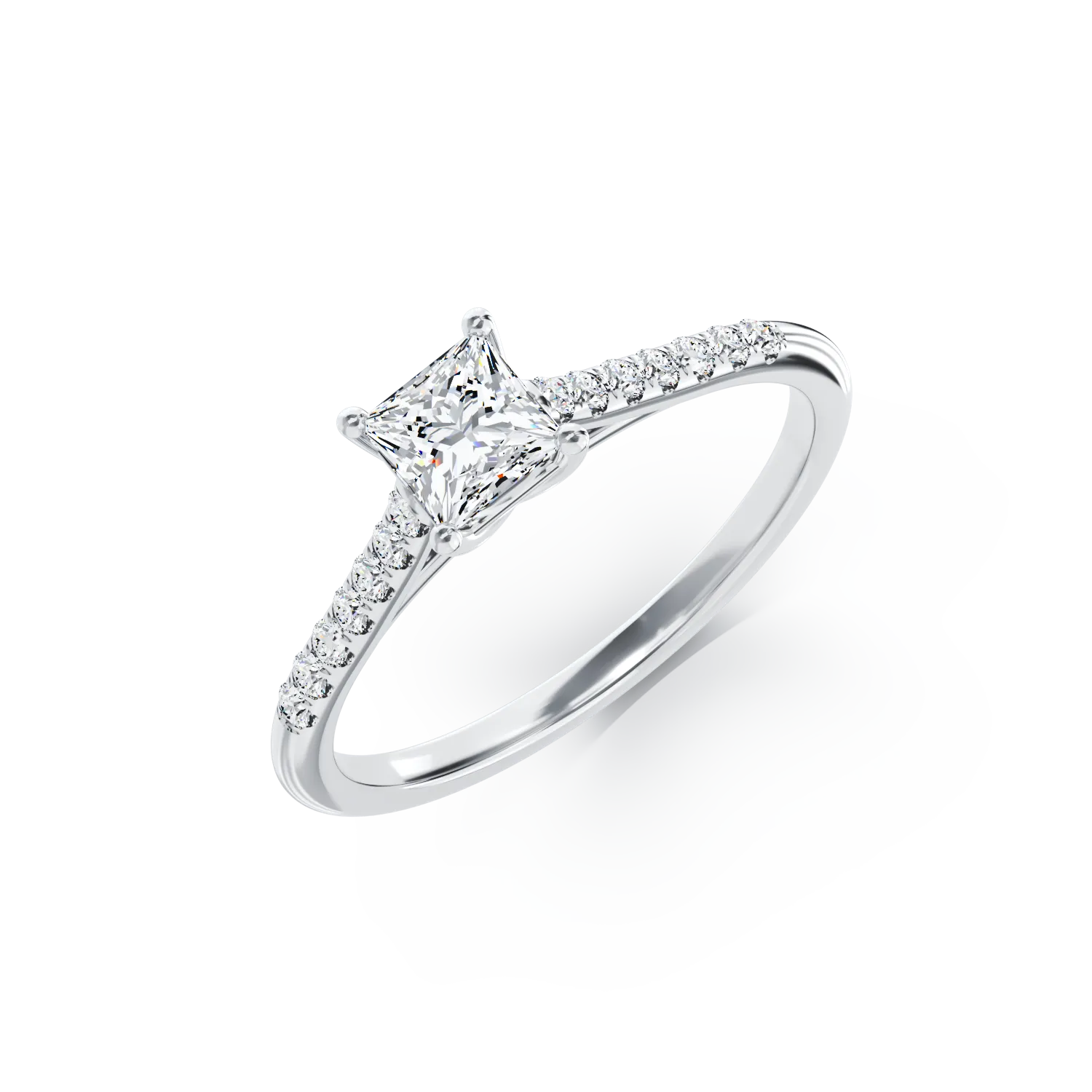 Годежен пръстен от 18K бяло злато с 0.475ct диамант и 0.16ct диаманти