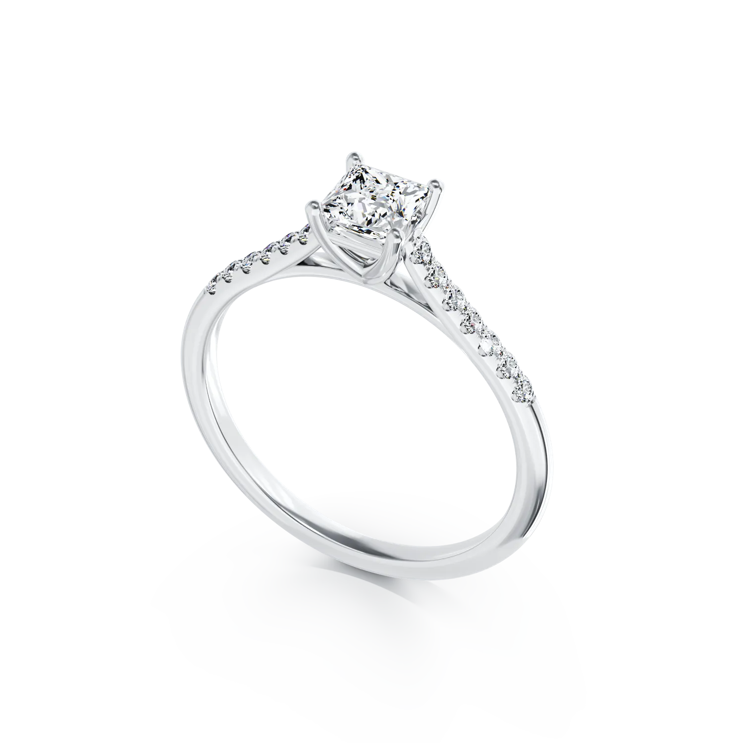 Inel de logodna din aur alb de 18K cu diamant de 0.475ct si diamante de 0.16ct