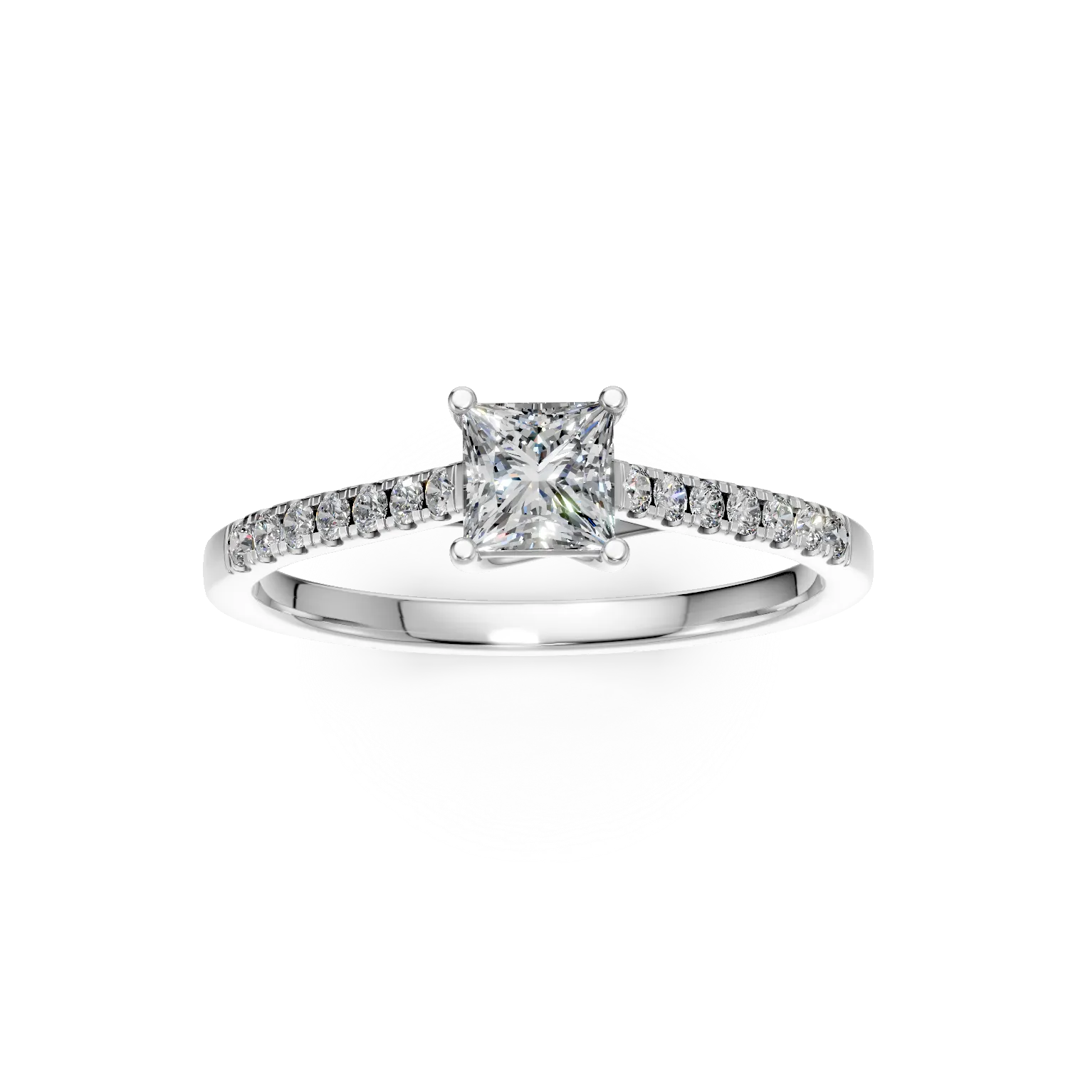 Inel de logodna din aur alb de 18K cu diamant de 0.475ct si diamante de 0.16ct