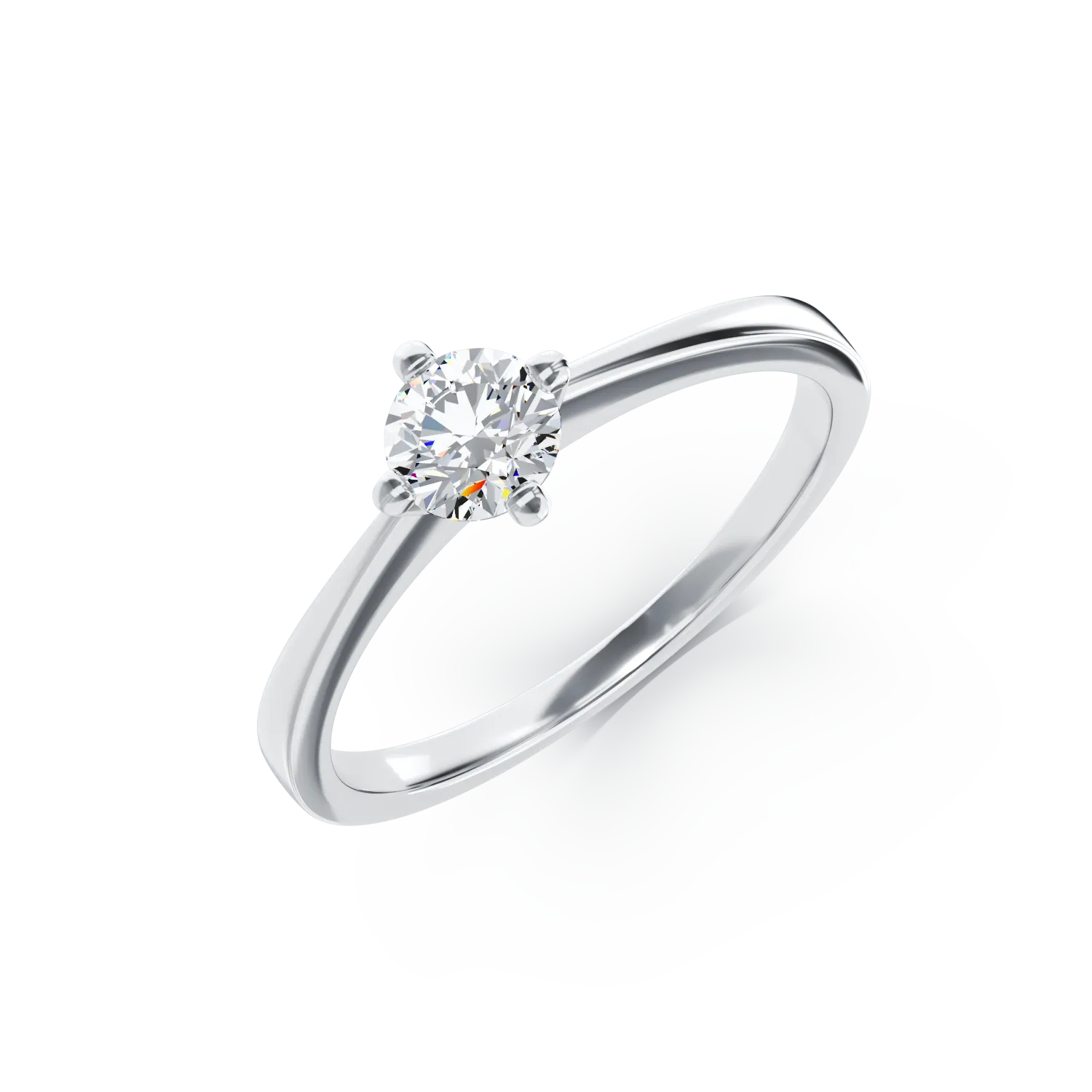 Pierścionek zaręczynowy z 18K białego złota z diamentem w pasjansie o masie 0.41ct