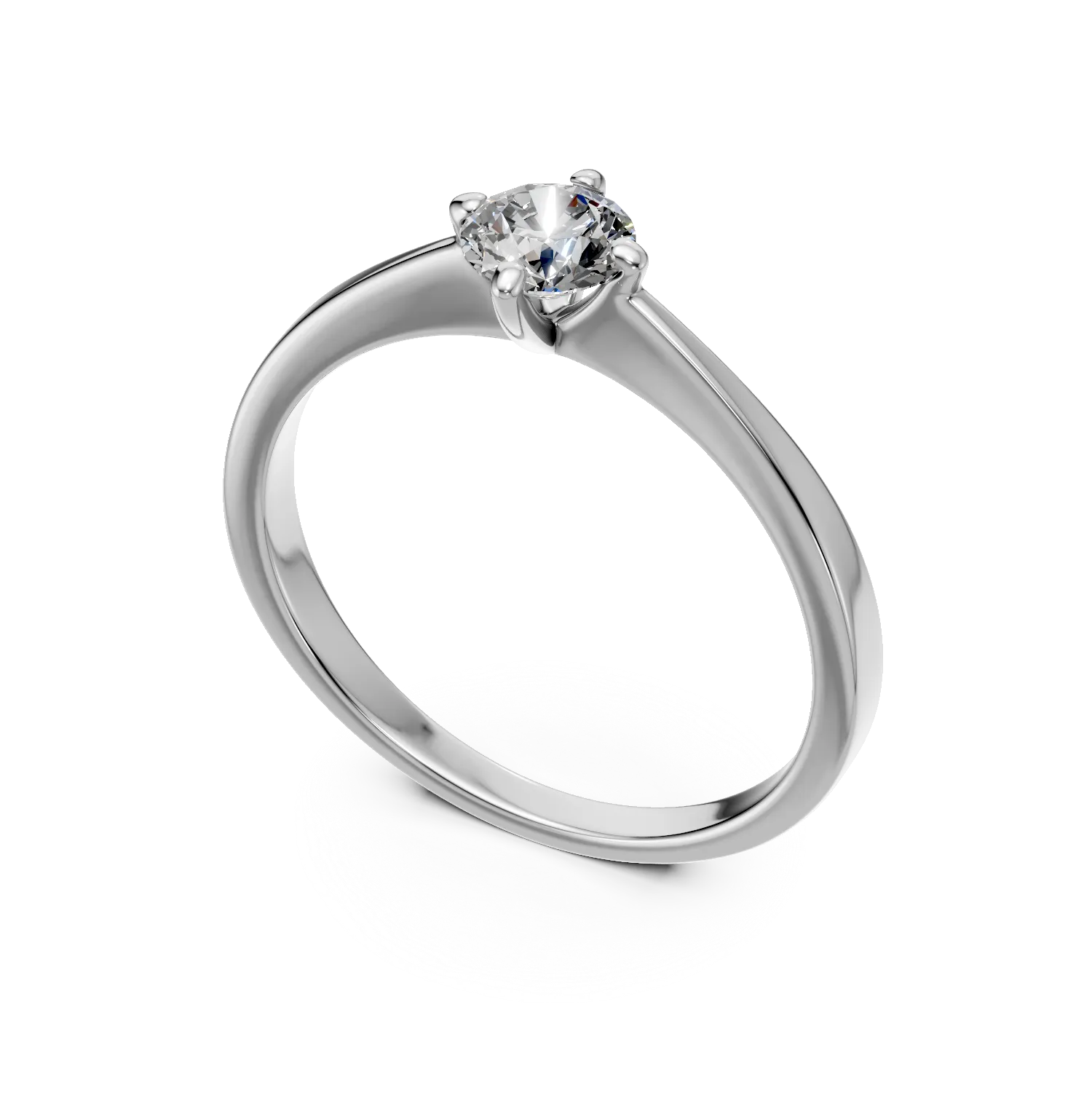 Inel de logodna din aur alb de 18K cu un diamant solitaire de 0.405ct