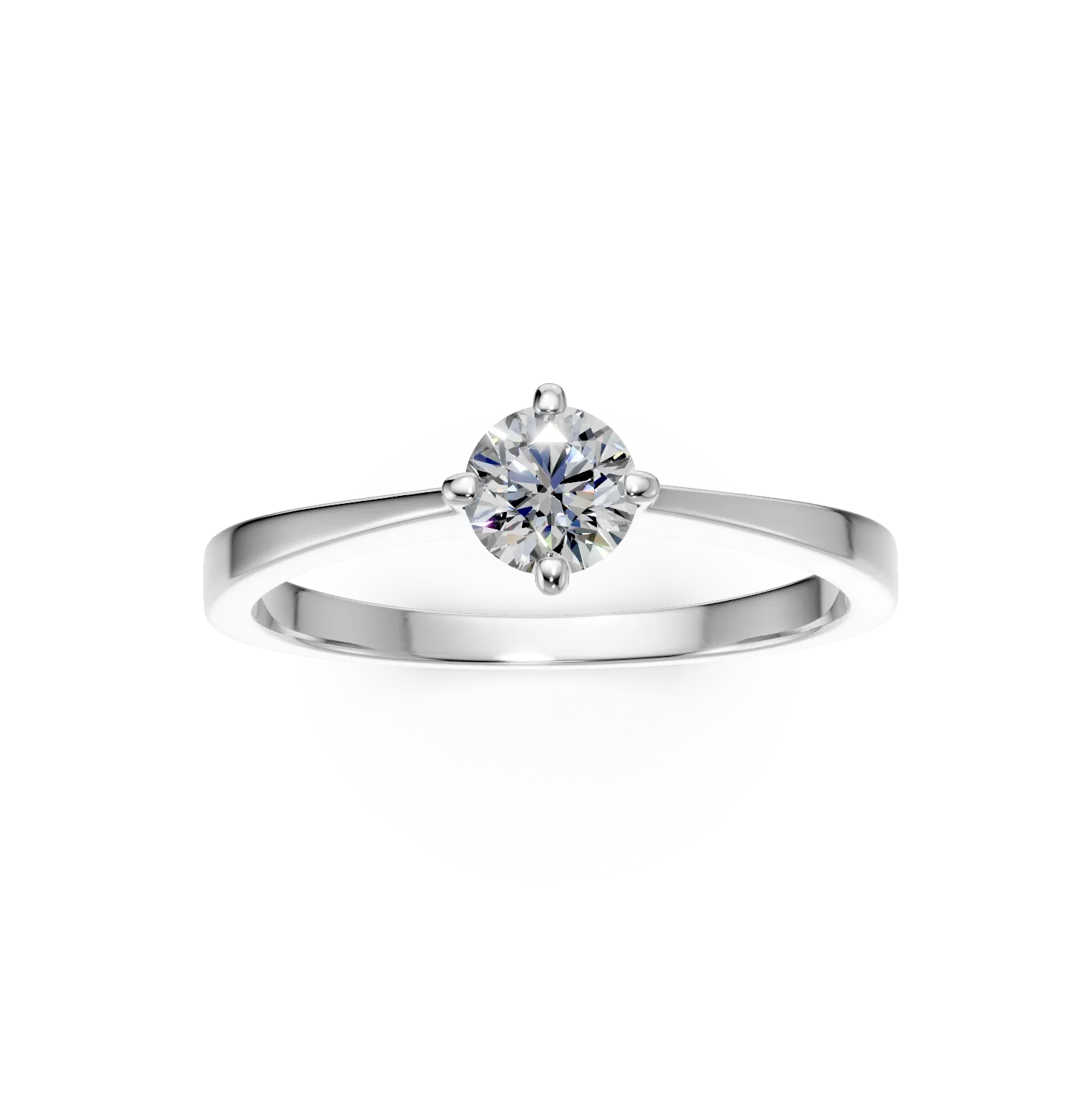 Inel de logodna din aur alb de 18K cu un diamant solitaire de 0.405ct